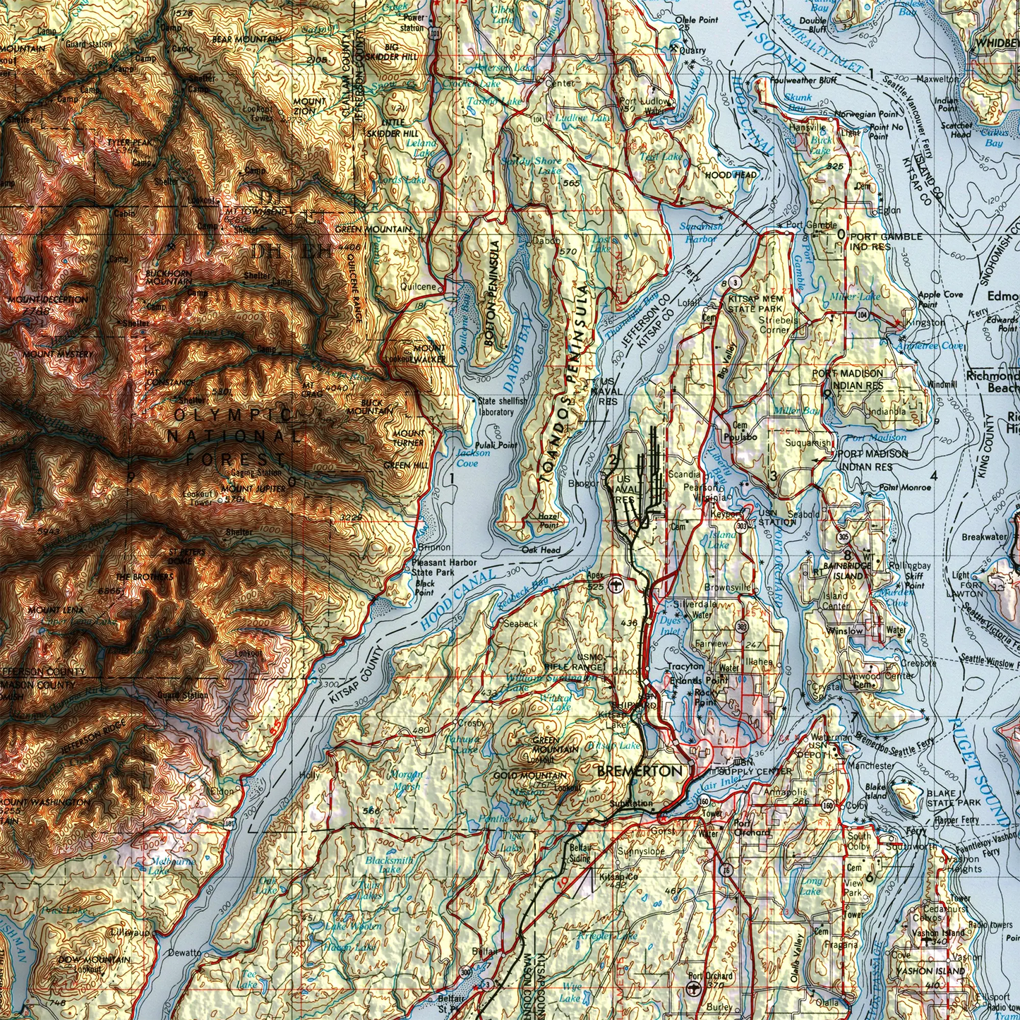 Seattle, Washington - 1958-Historical Topographic-Wall Map-ModernCarto