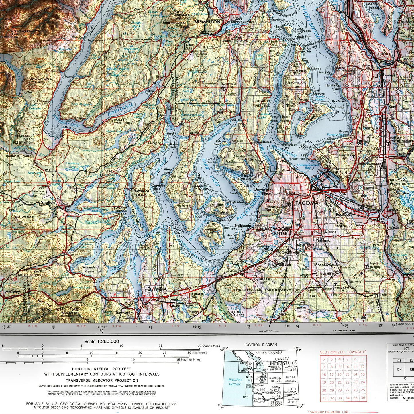 Seattle, Washington - 1958-Historical Topographic-Wall Map-ModernCarto