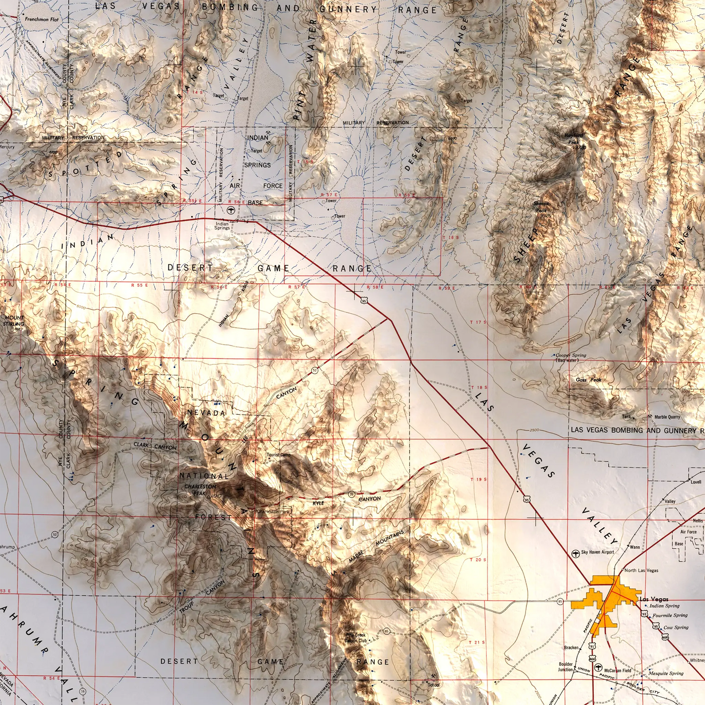 Las Vegas, Nevada - 1957-Historical Topographic-Wall Map-ModernCarto