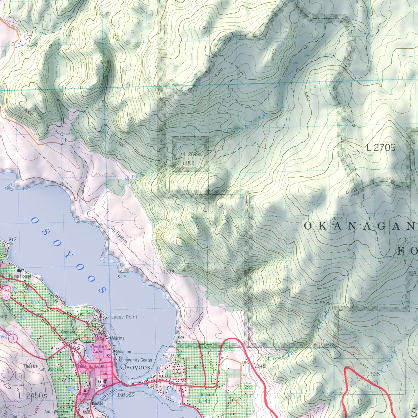 Osoyoos, British Columbia - 1977-Historical Topographic-Wall Map-ModernCarto