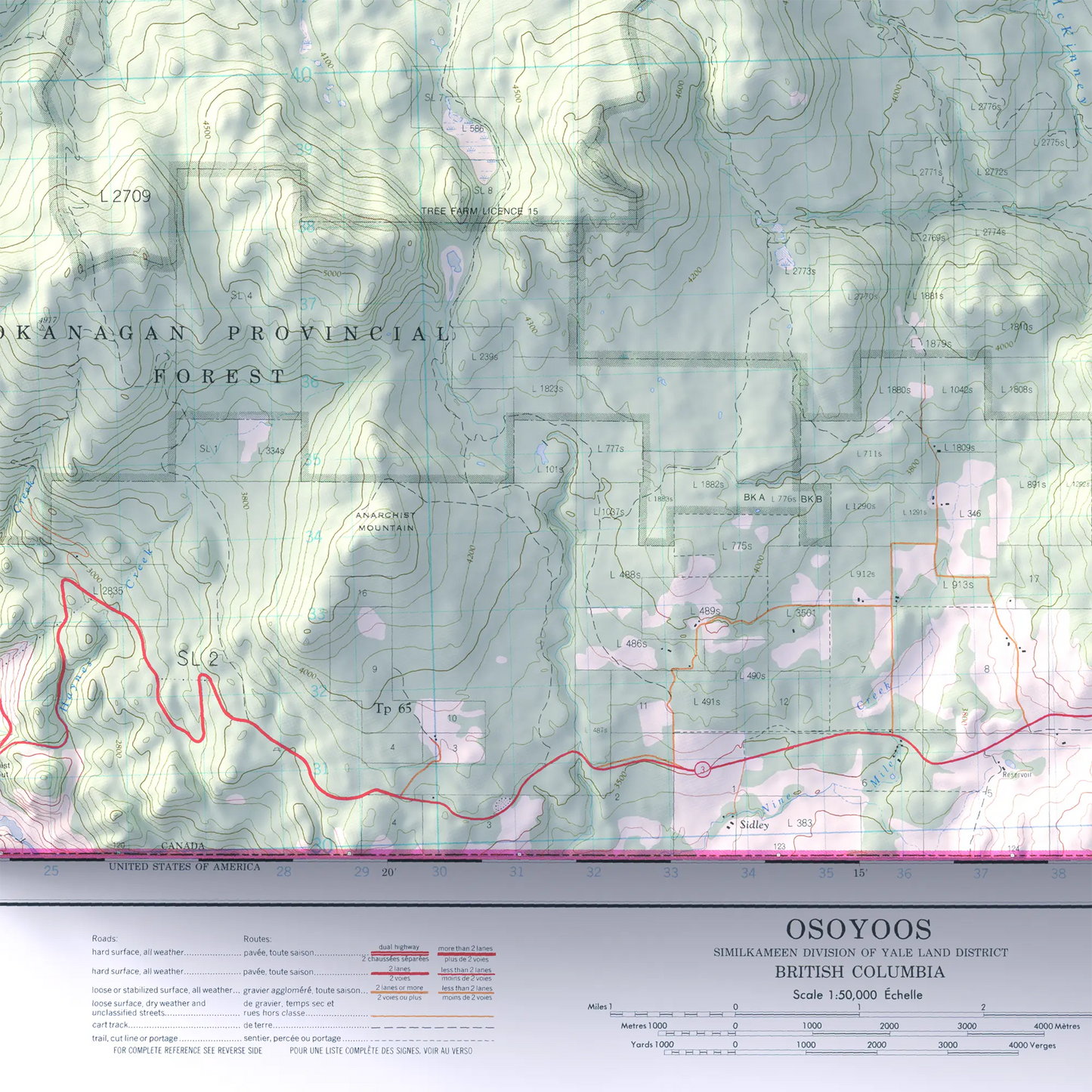 Osoyoos, British Columbia - 1977-Historical Topographic-Wall Map-ModernCarto