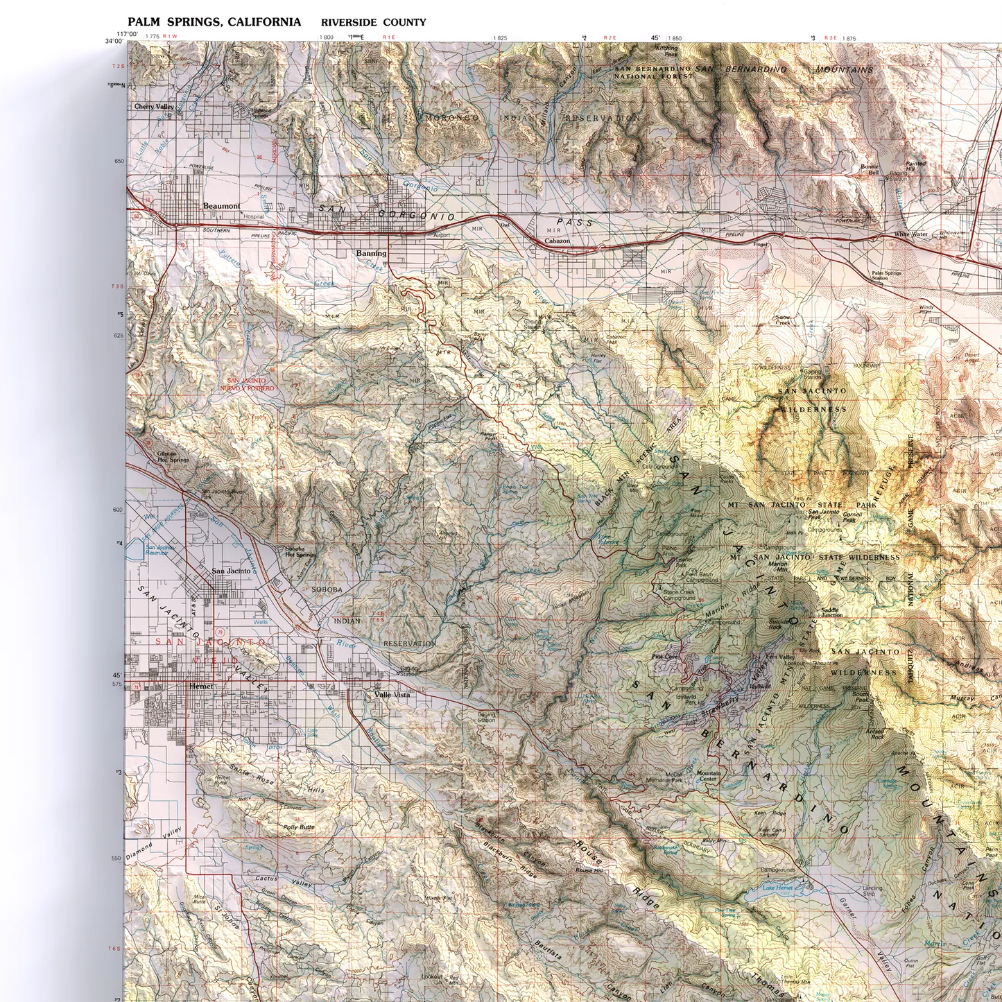 Palm Springs, California - 1984-Historical Topographic-Wall Map-ModernCarto