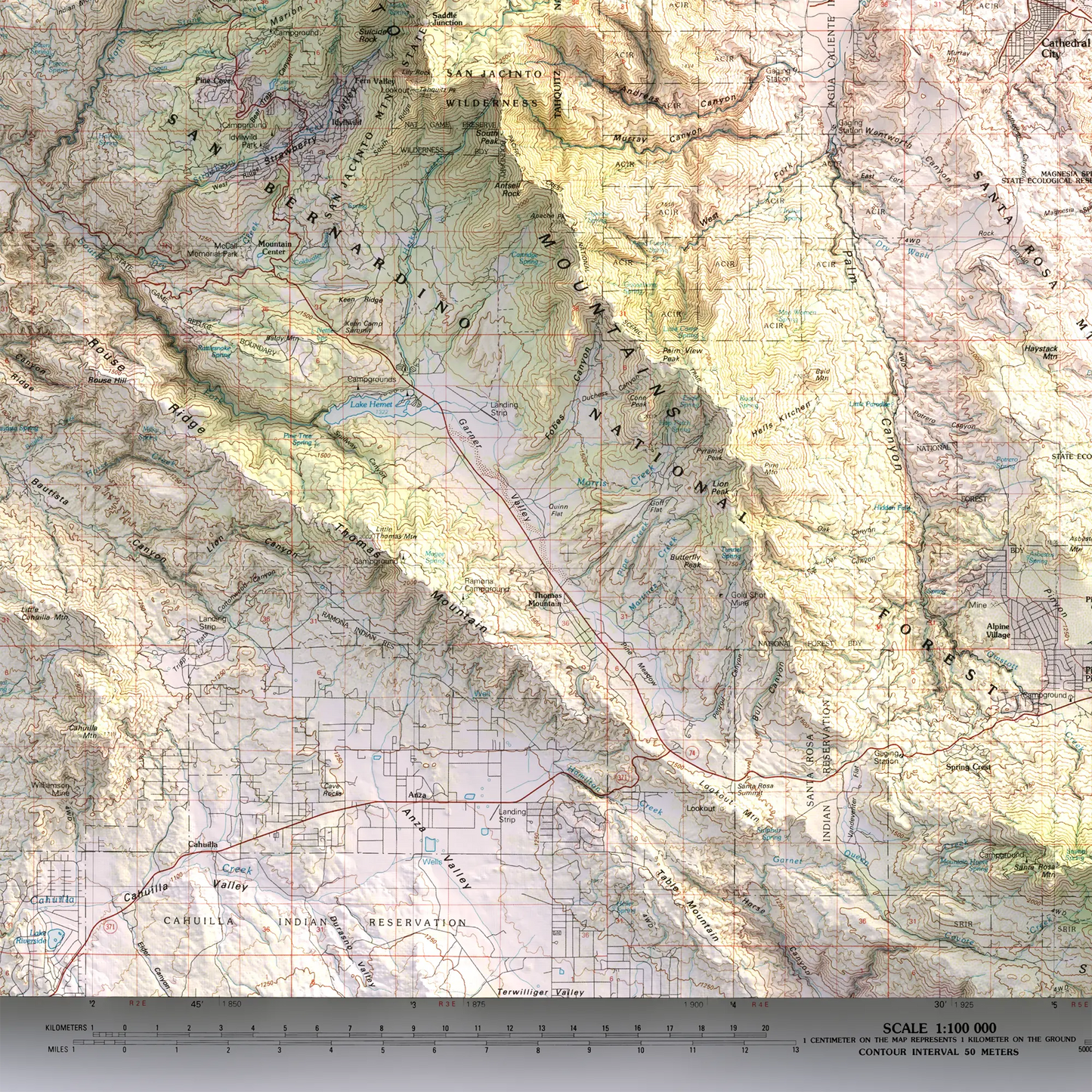 Palm Springs, California - 1984-Historical Topographic-Wall Map-ModernCarto
