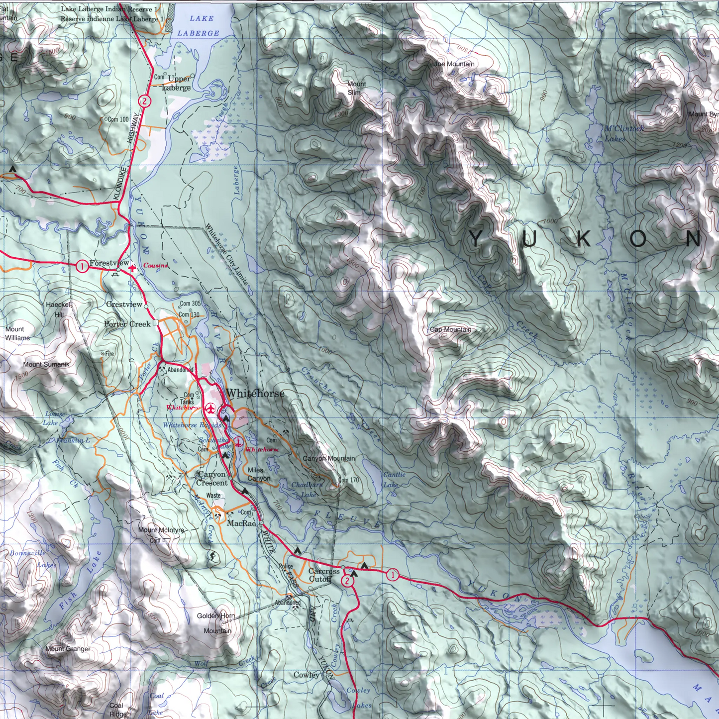 Whitehorse, Yukon - 1996-Historical Topographic-Wall Map-ModernCarto