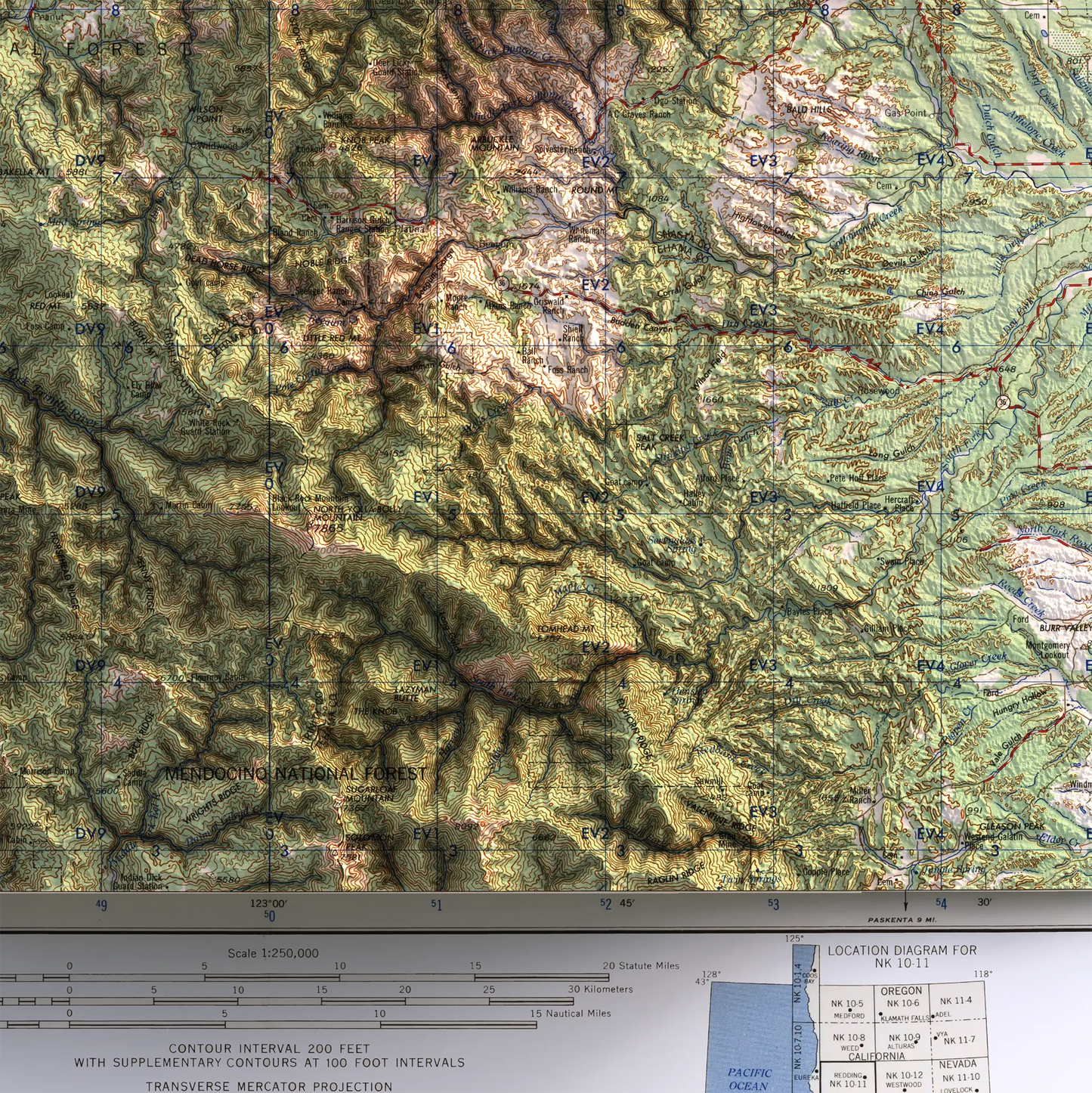 Redding, California - 1958-Historical Topographic-Wall Map-ModernCarto