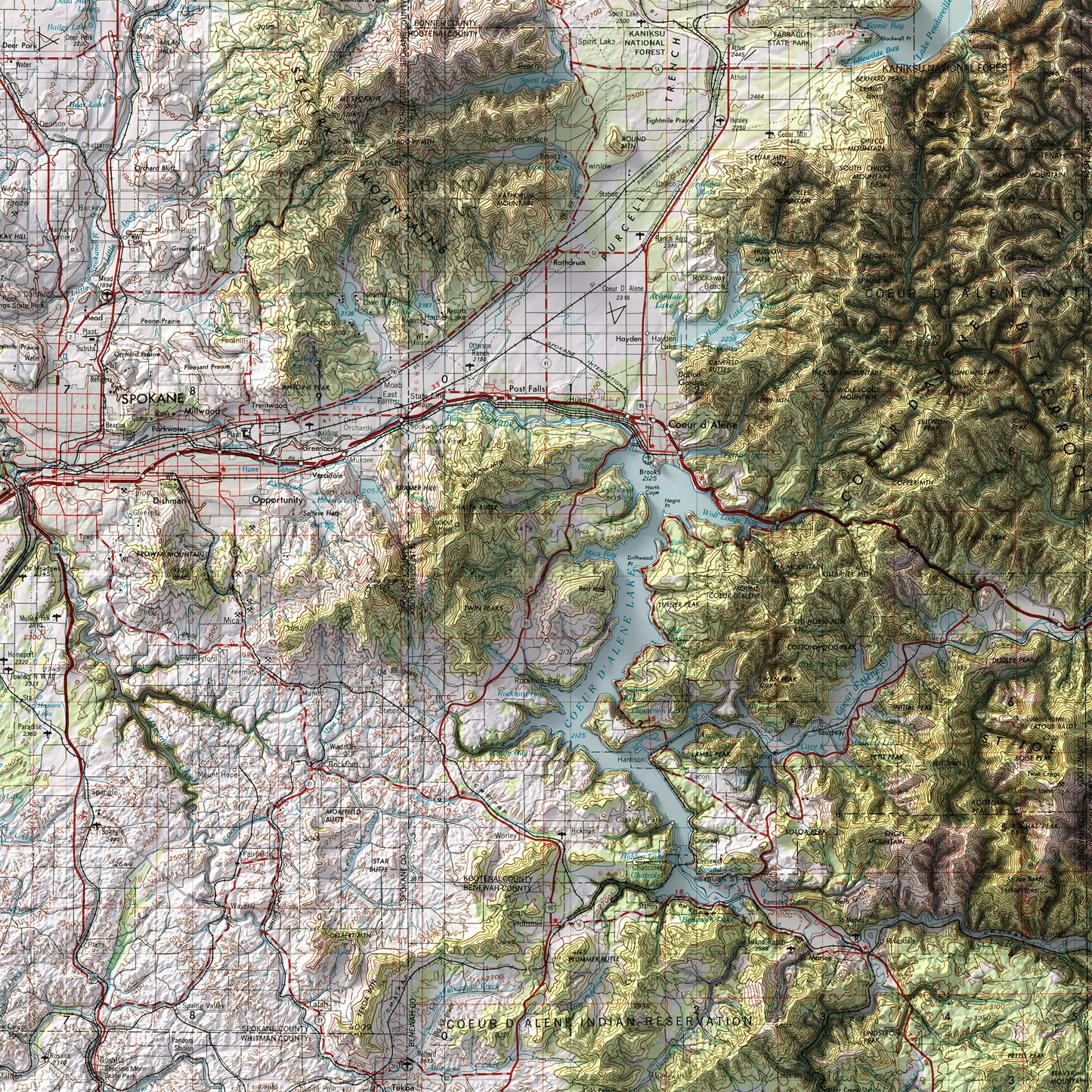 Spokane, Washington - 1955-Historical Topographic-Wall Map-ModernCarto