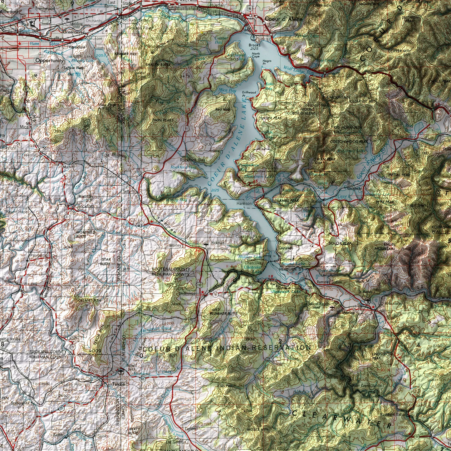 Spokane, Washington - 1955-Historical Topographic-Wall Map-ModernCarto