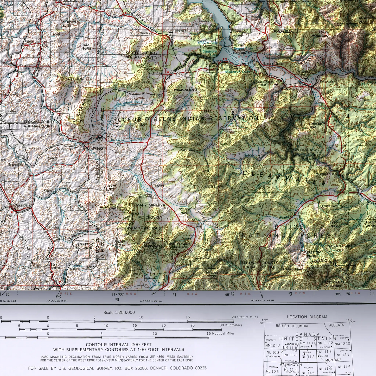 Spokane, Washington - 1955-Historical Topographic-Wall Map-ModernCarto