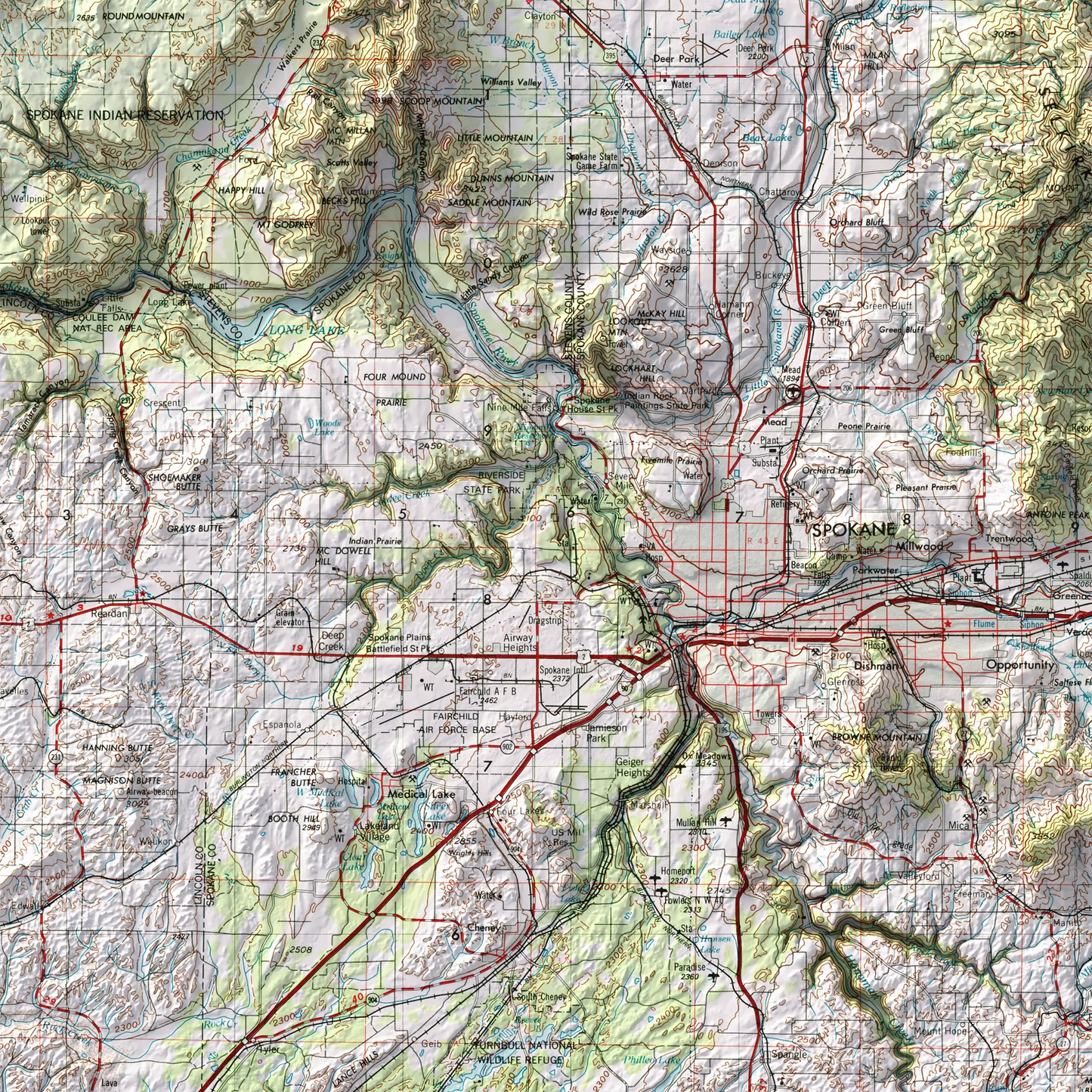 Spokane, Washington - 1955-Historical Topographic-Wall Map-ModernCarto