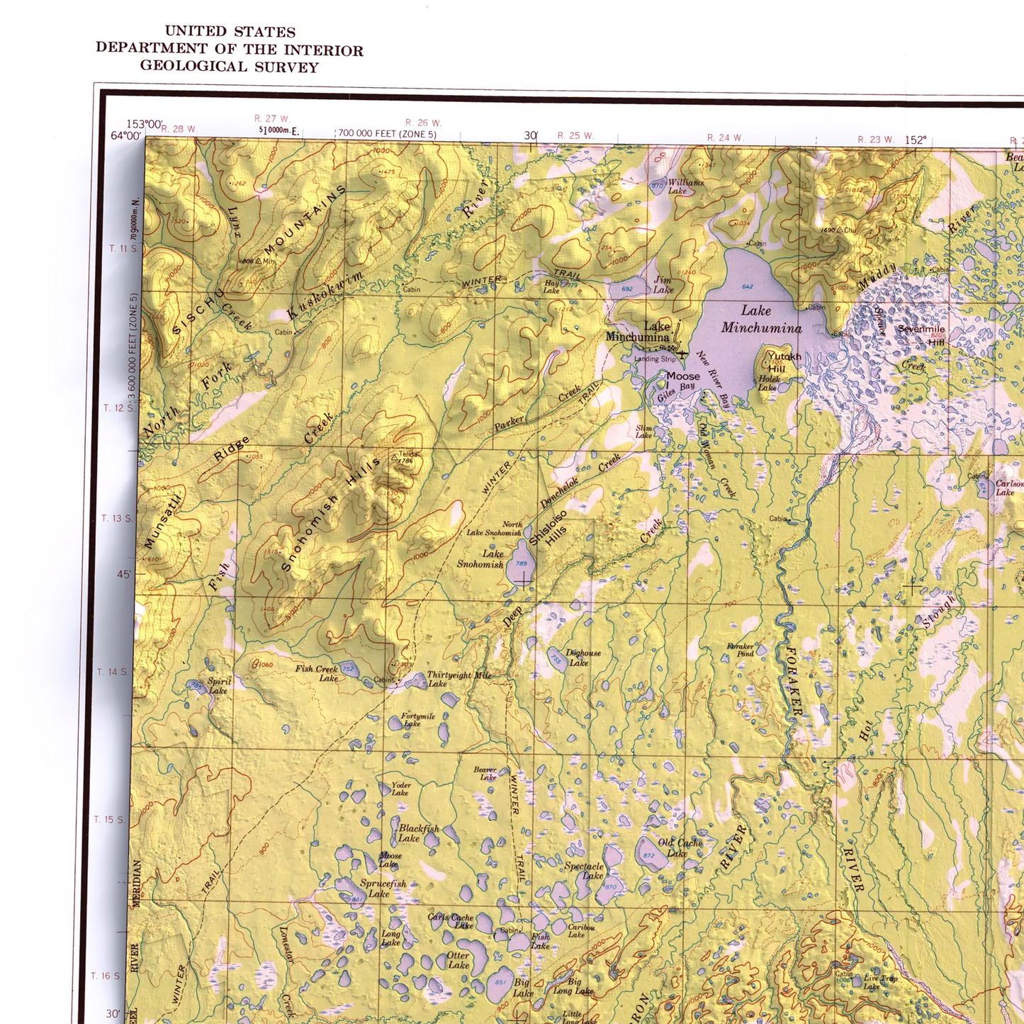 Mount McKinley, Alaska - 1958-Historical Topographic-Wall Map-ModernCarto