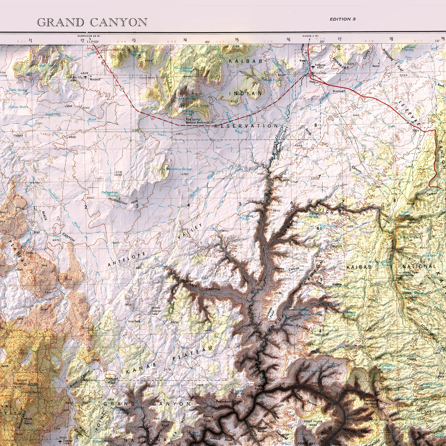 Grand Canyon, Arizona - 1953-Historical Topographic-Wall Map-ModernCarto