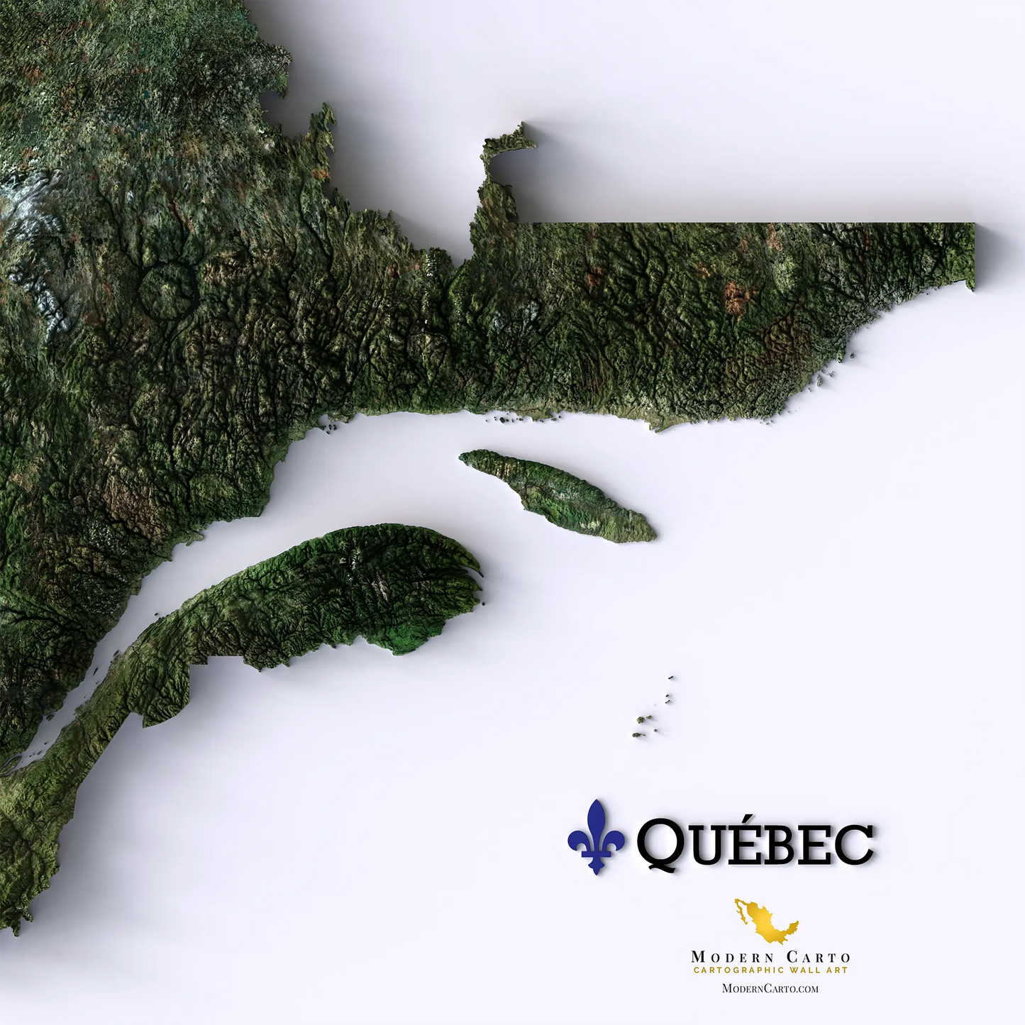 Quebec, Canada-Satellite Imagery-Wall Map-ModernCarto