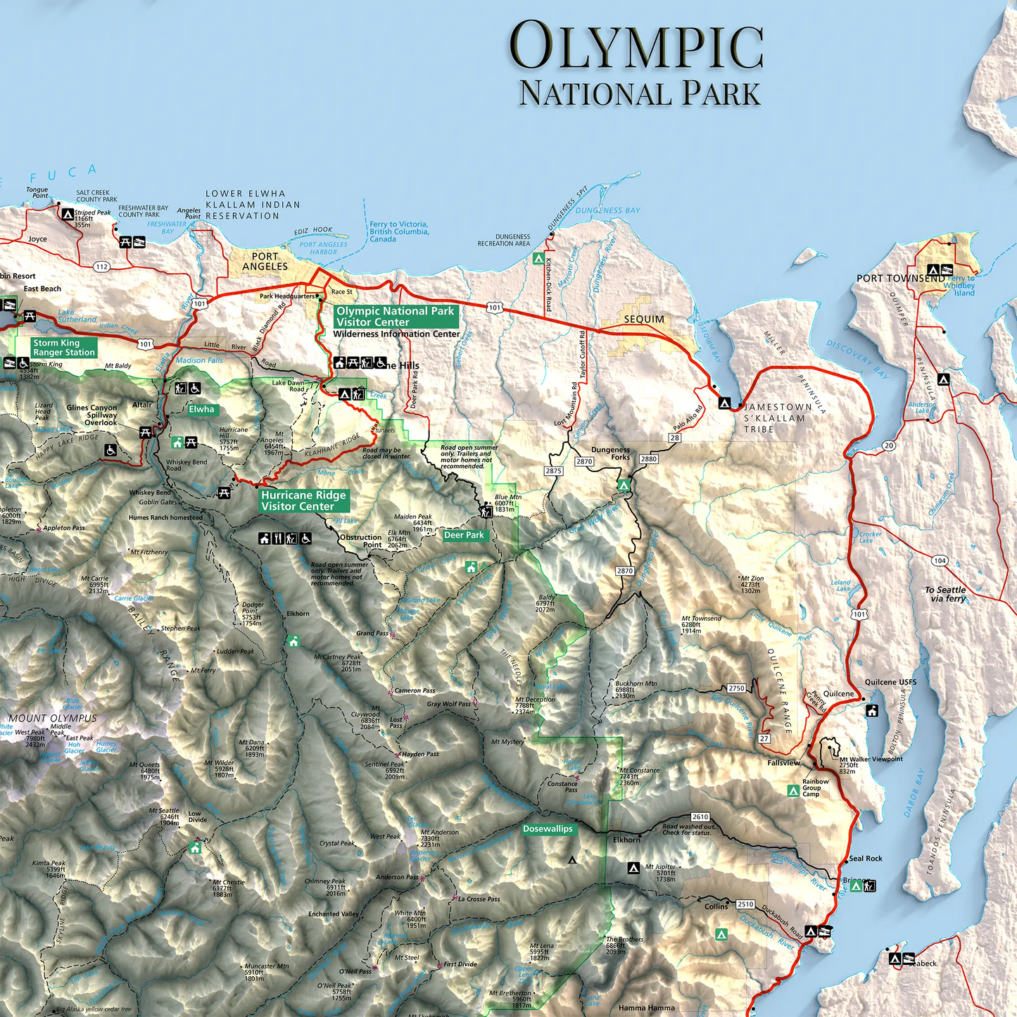 Olympic National Park-Modern Topographic-Wall Map-ModernCarto