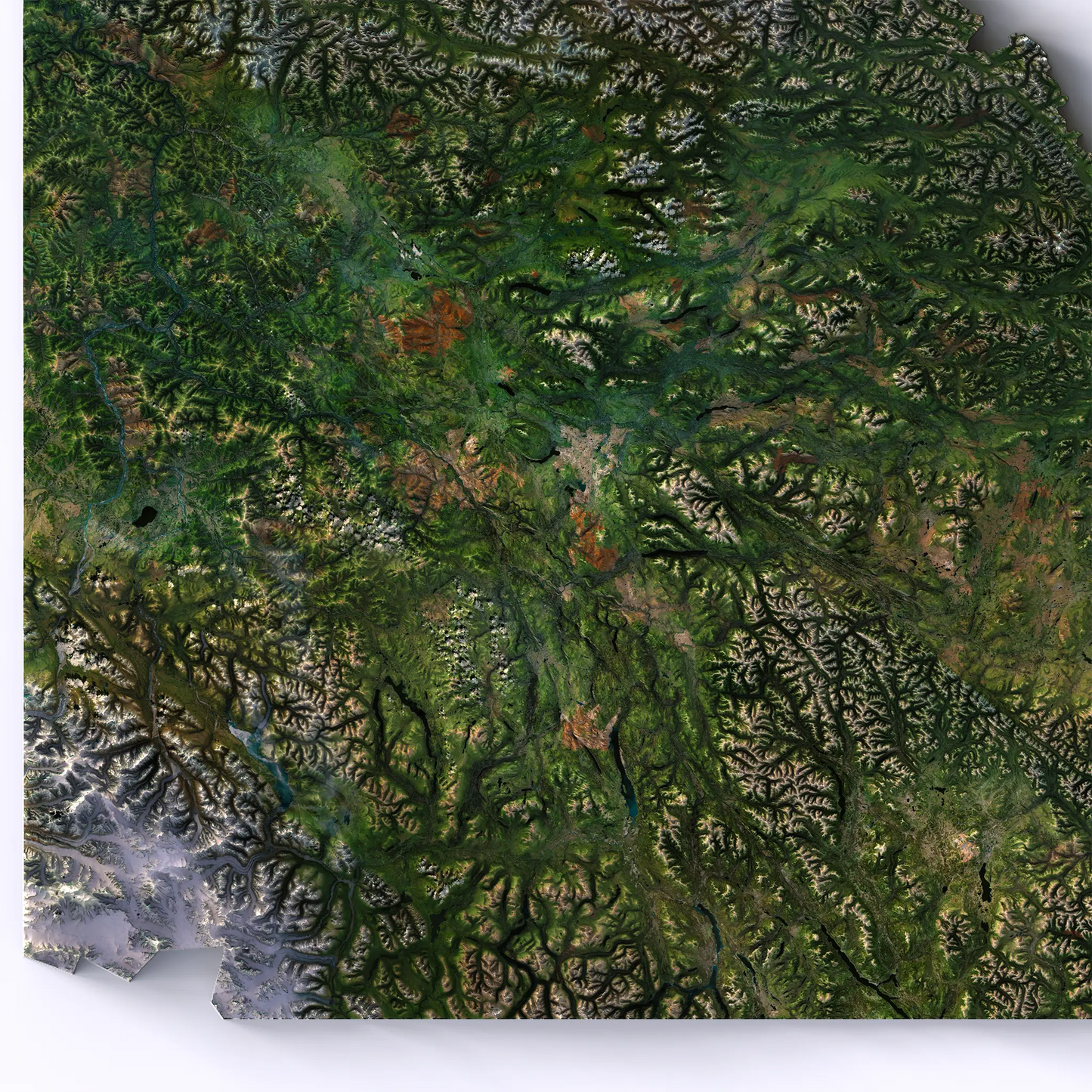 Yukon, Canada-Satellite Imagery-Wall Map-ModernCarto