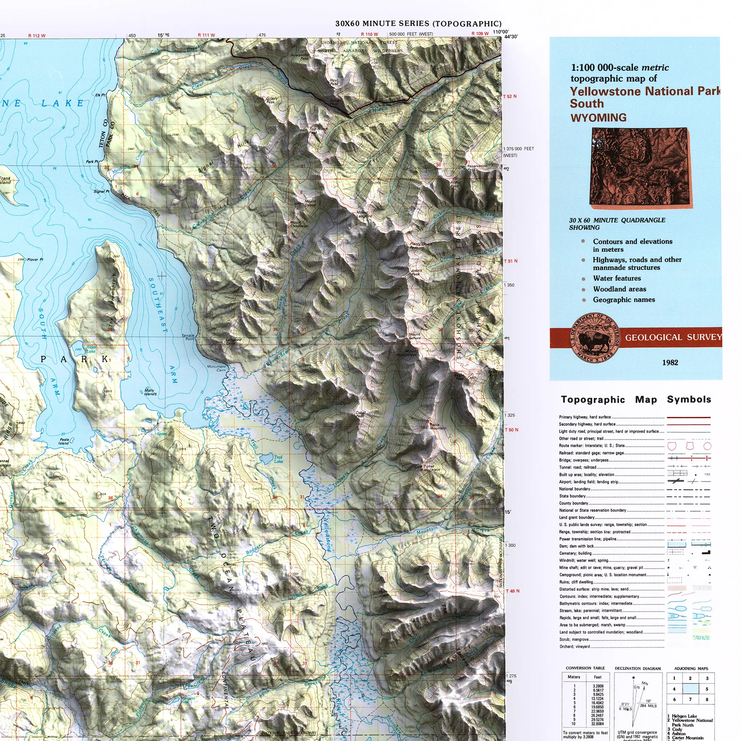 Yellowstone South, Wyoming - 1982-Historical Topographic-Wall Map-ModernCarto