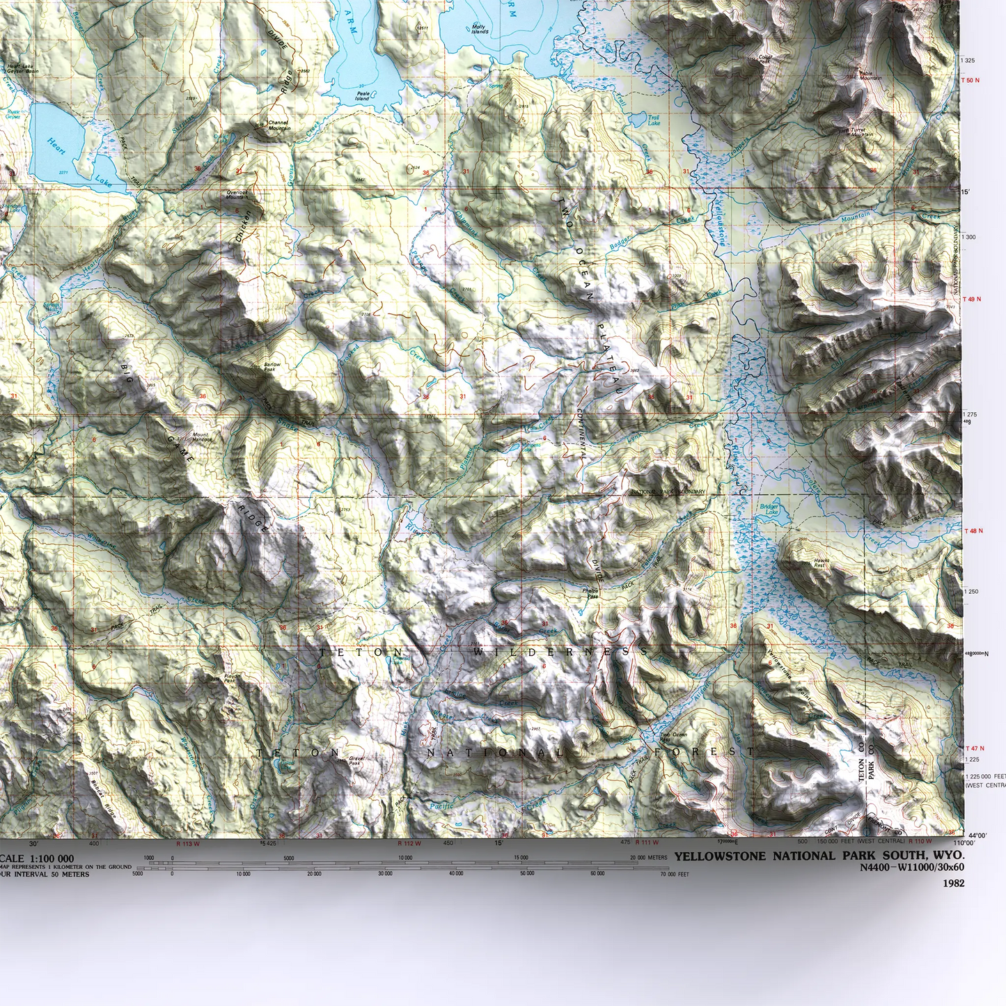 Yellowstone South, Wyoming - 1982-Historical Topographic-Wall Map-ModernCarto