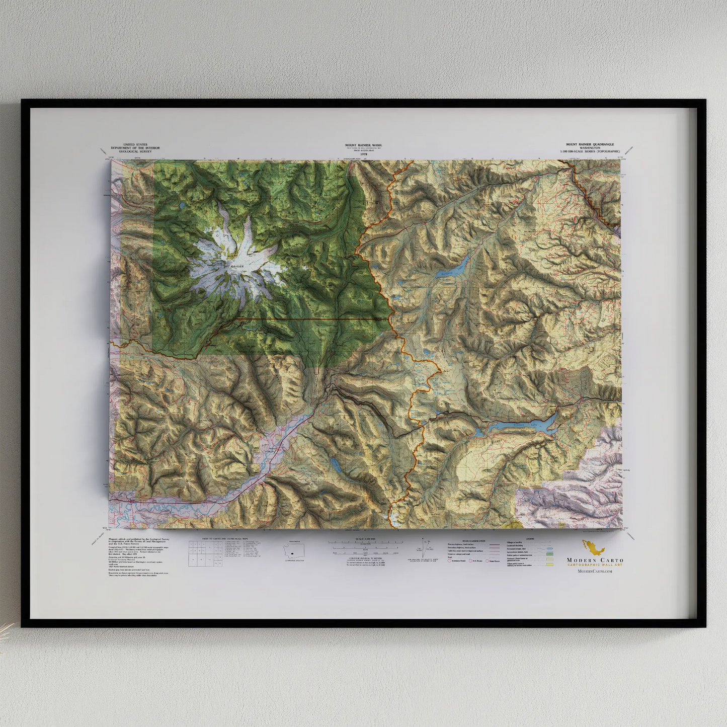 Mount Rainier, Washington - 1978-Historical Topographic-Wall Map-ModernCarto