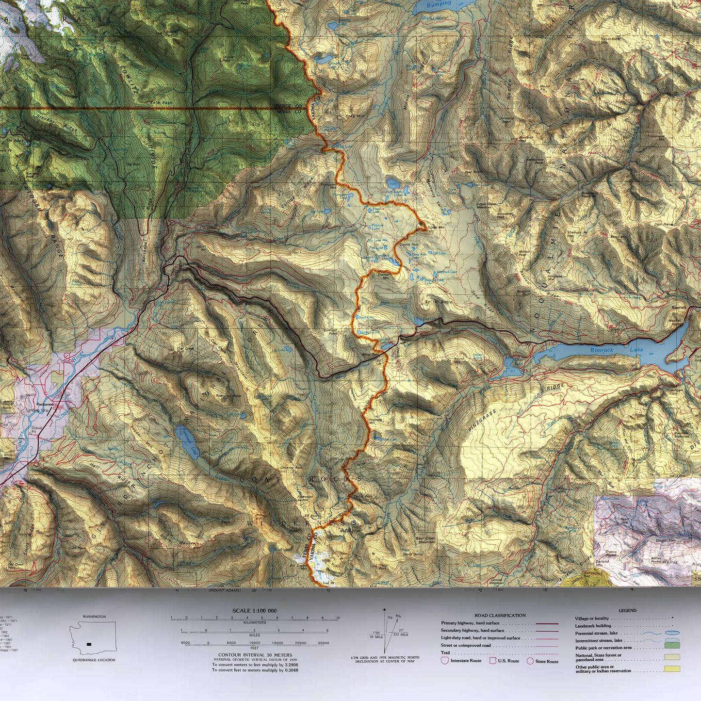 Mount Rainier, Washington - 1978-Historical Topographic-Wall Map-ModernCarto