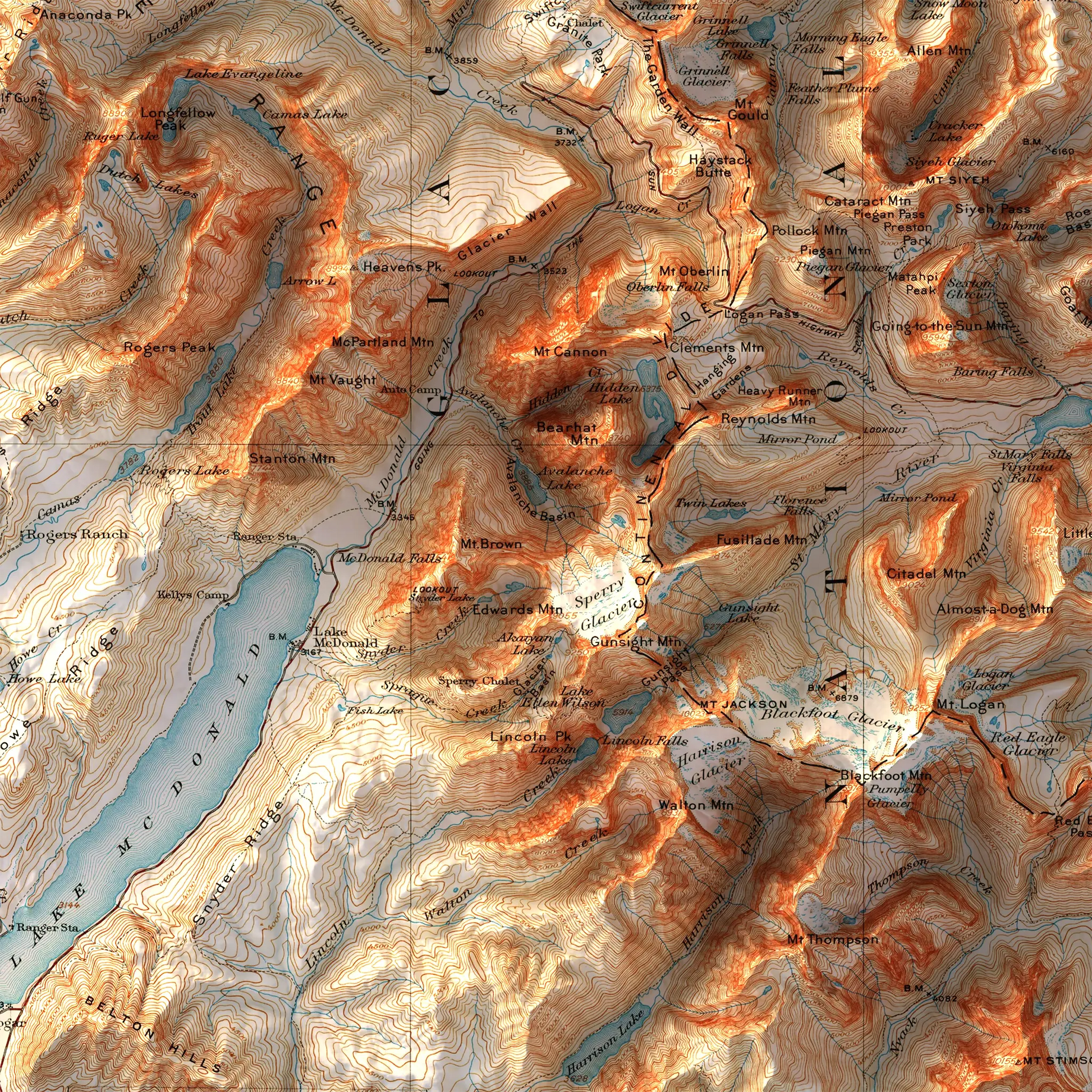 Chief Mountain, Montana - 1938-Historical Topographic-Wall Map-ModernCarto