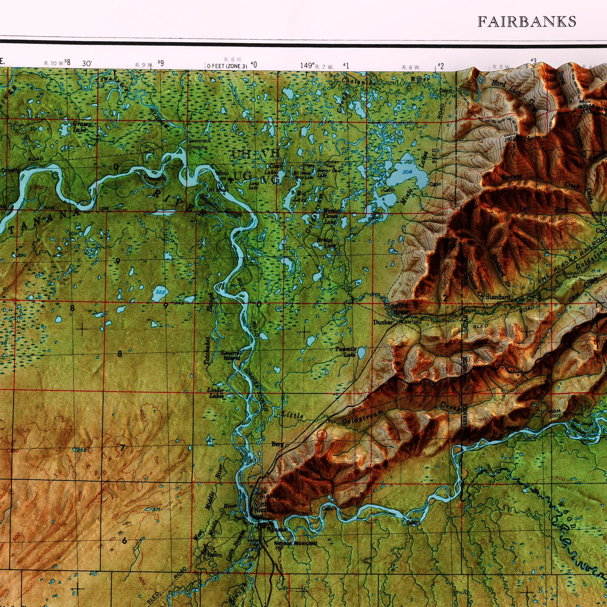 Fairbanks, Alaska - 1956-Historical Topographic-Wall Map-ModernCarto