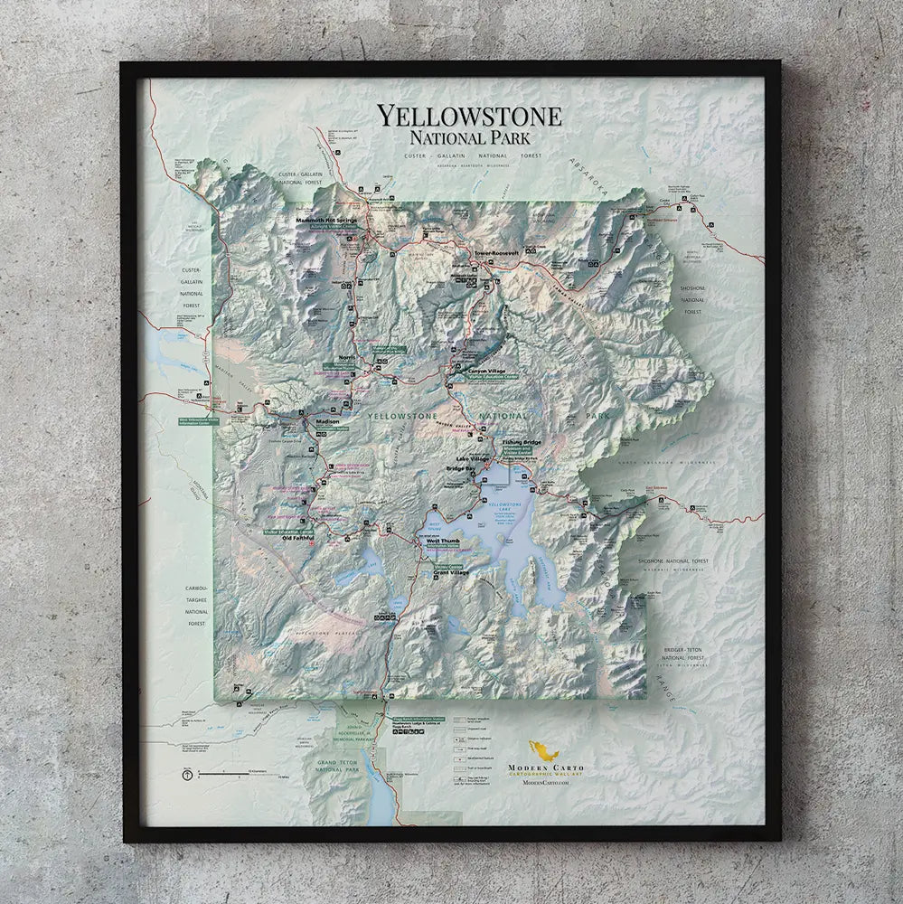 Yellowstone National Park-Modern Topographic-Wall Map-ModernCarto