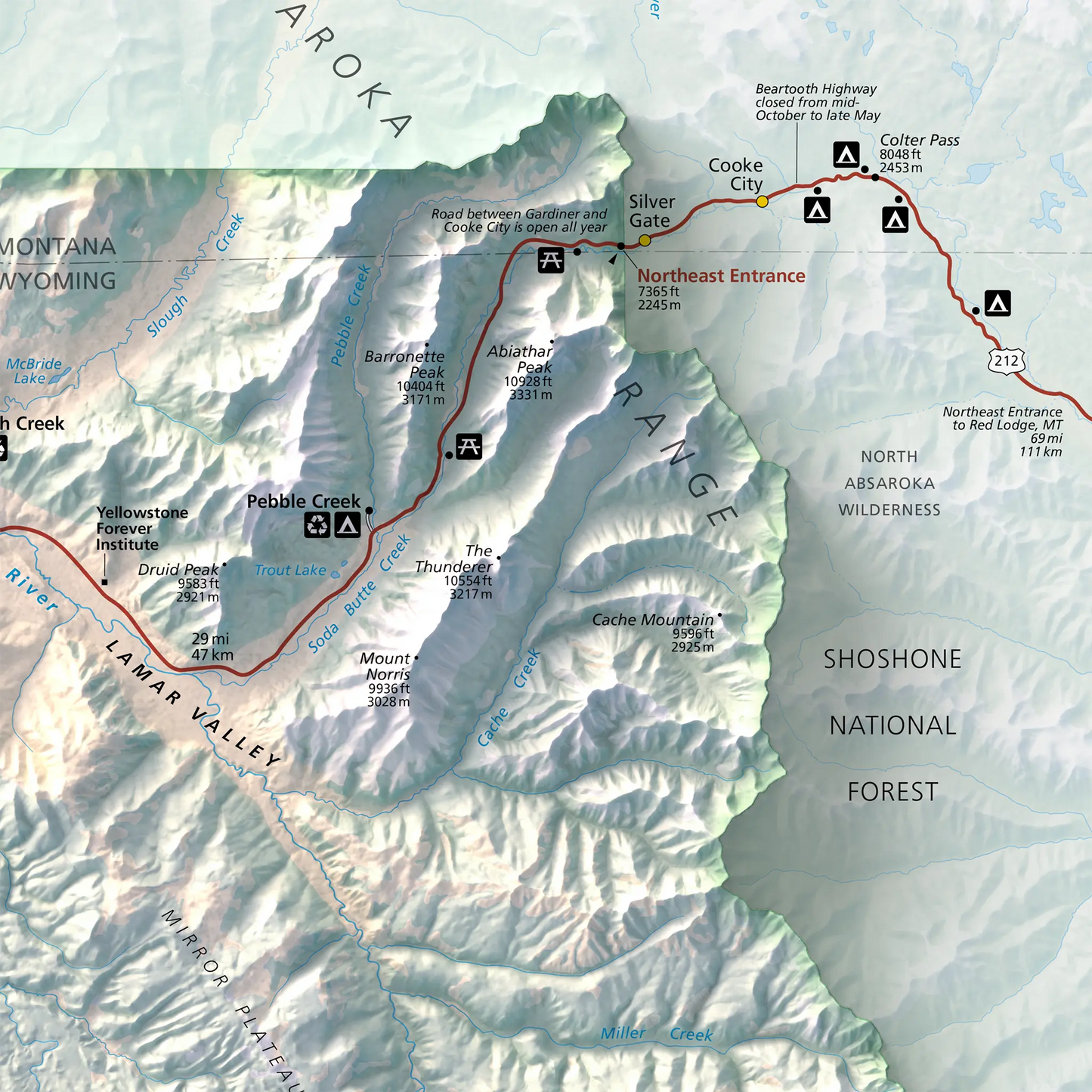 Yellowstone National Park-Modern Topographic-Wall Map-ModernCarto