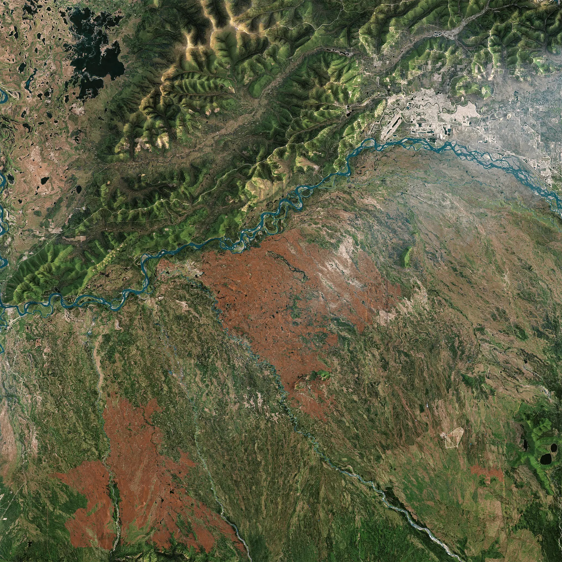 Fairbanks, Alaska-Satellite Imagery-Wall Map-ModernCarto