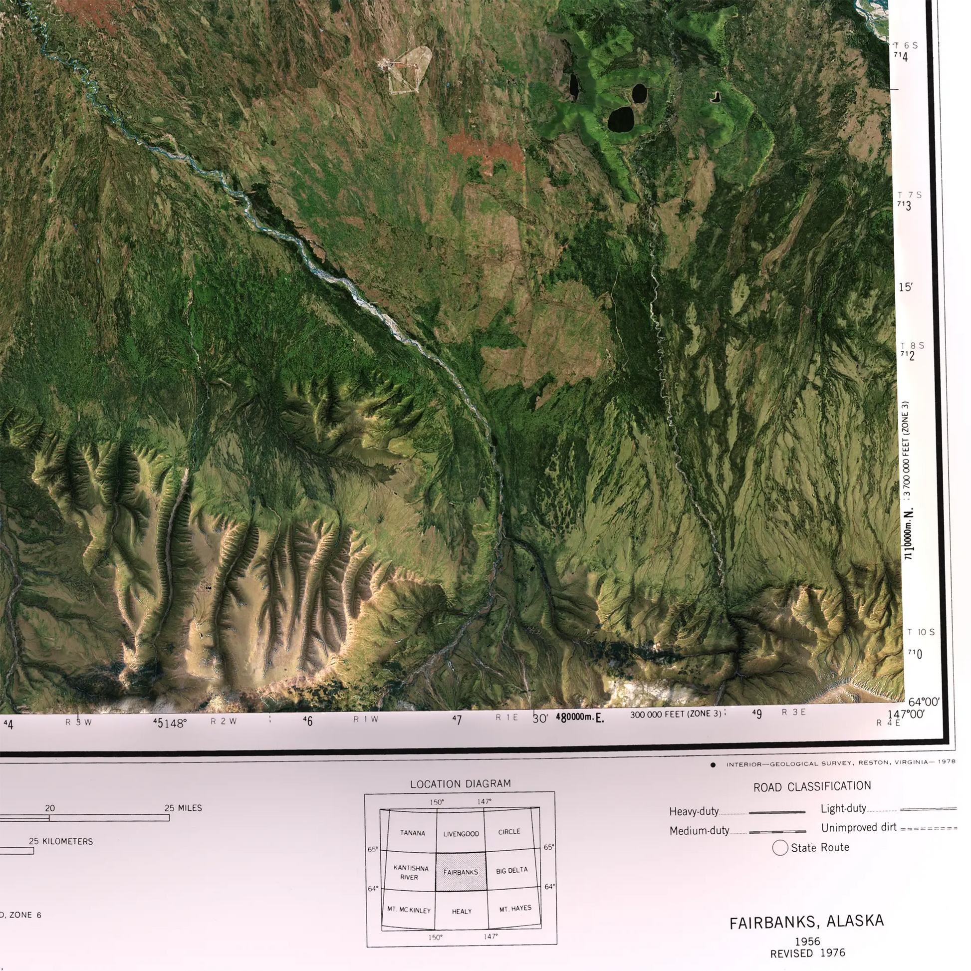 Fairbanks, Alaska-Satellite Imagery-Wall Map-ModernCarto