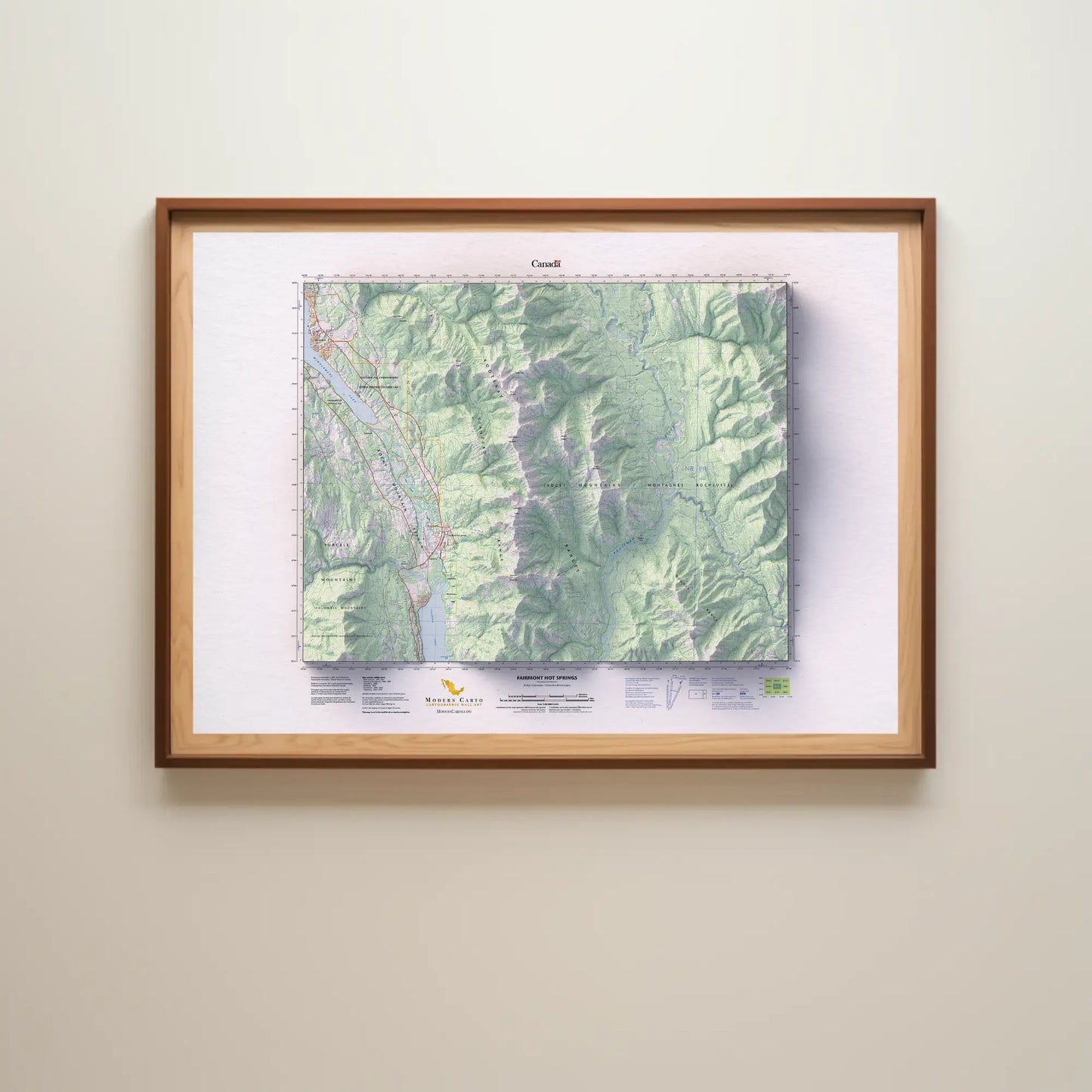 Fairmont Hot Springs, British Columbia-Modern Topographic-Wall Map-ModernCarto