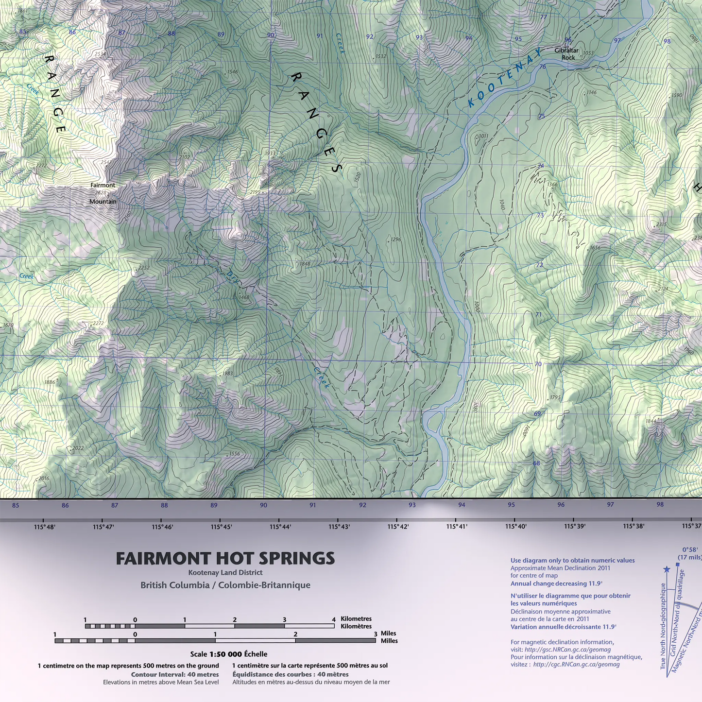 Fairmont Hot Springs, British Columbia-Modern Topographic-Wall Map-ModernCarto