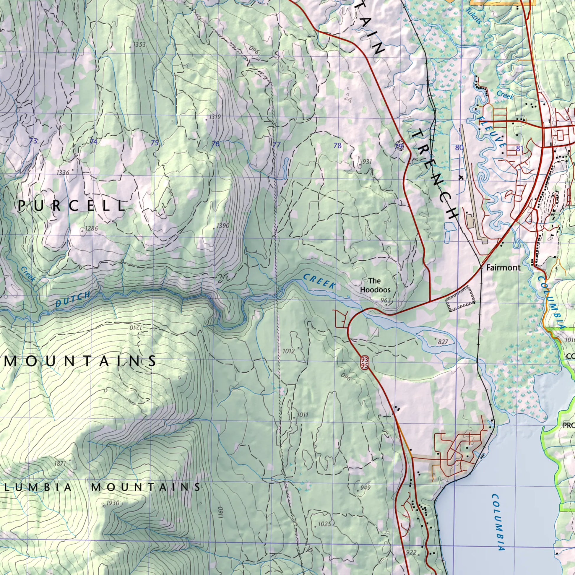 Fairmont Hot Springs, British Columbia-Modern Topographic-Wall Map-ModernCarto