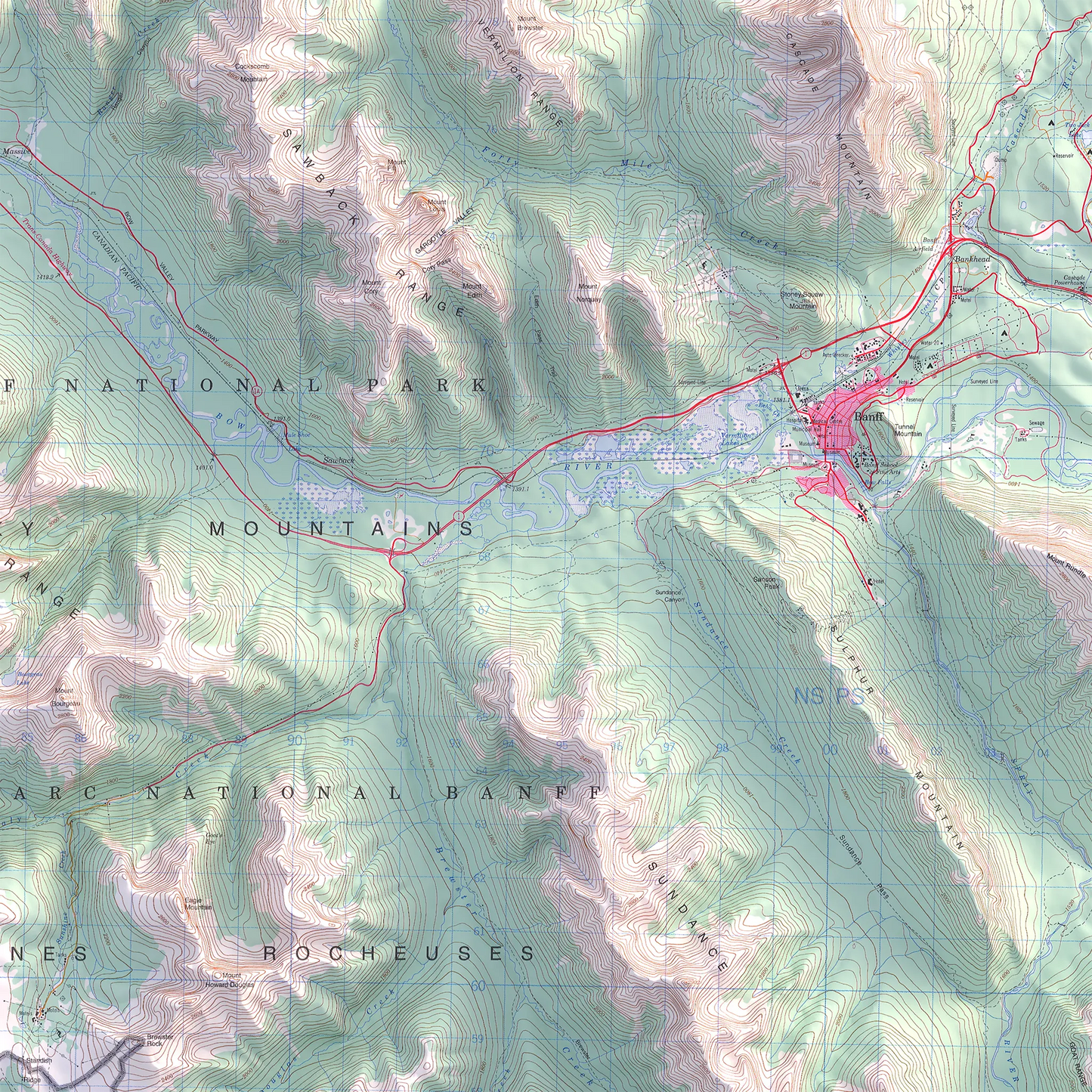 Banff, Alberta - 1996-Historical Topographic-Wall Map-ModernCarto