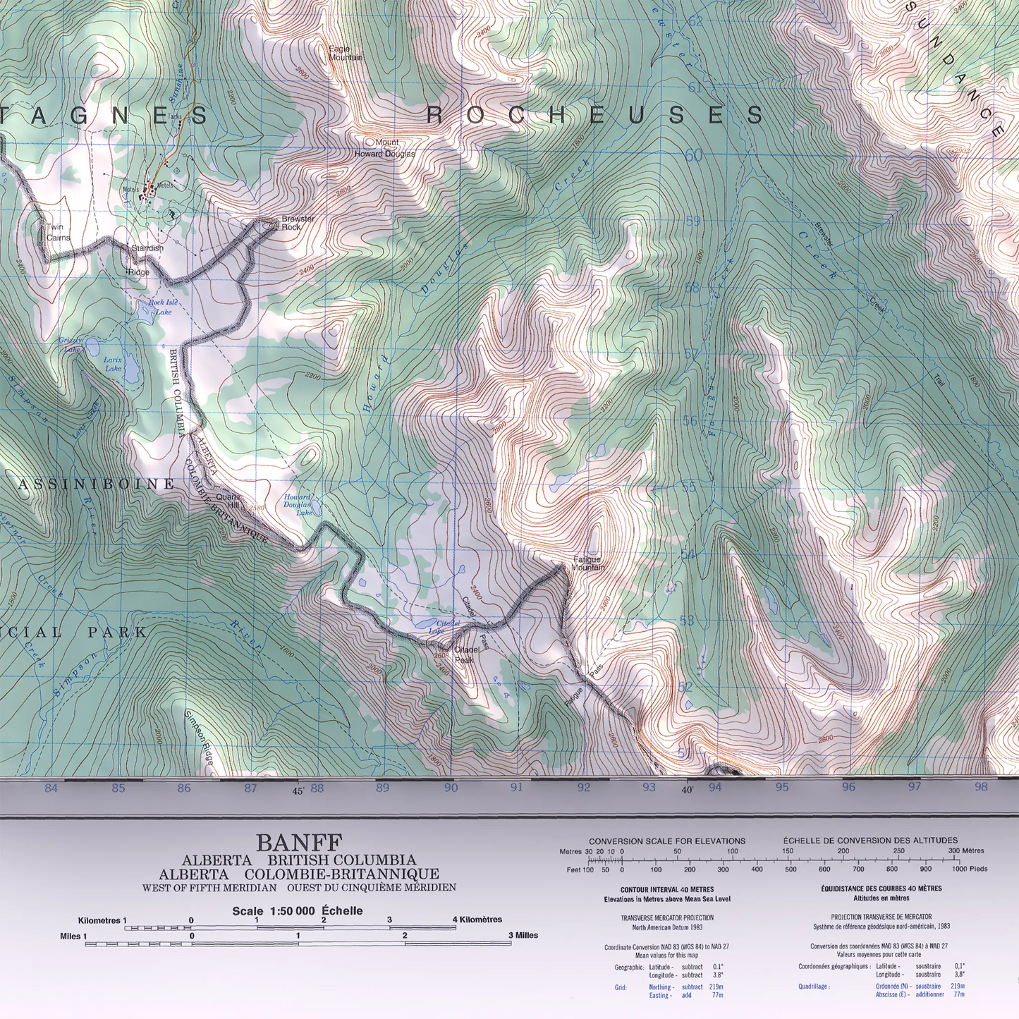 Banff, Alberta - 1996-Historical Topographic-Wall Map-ModernCarto
