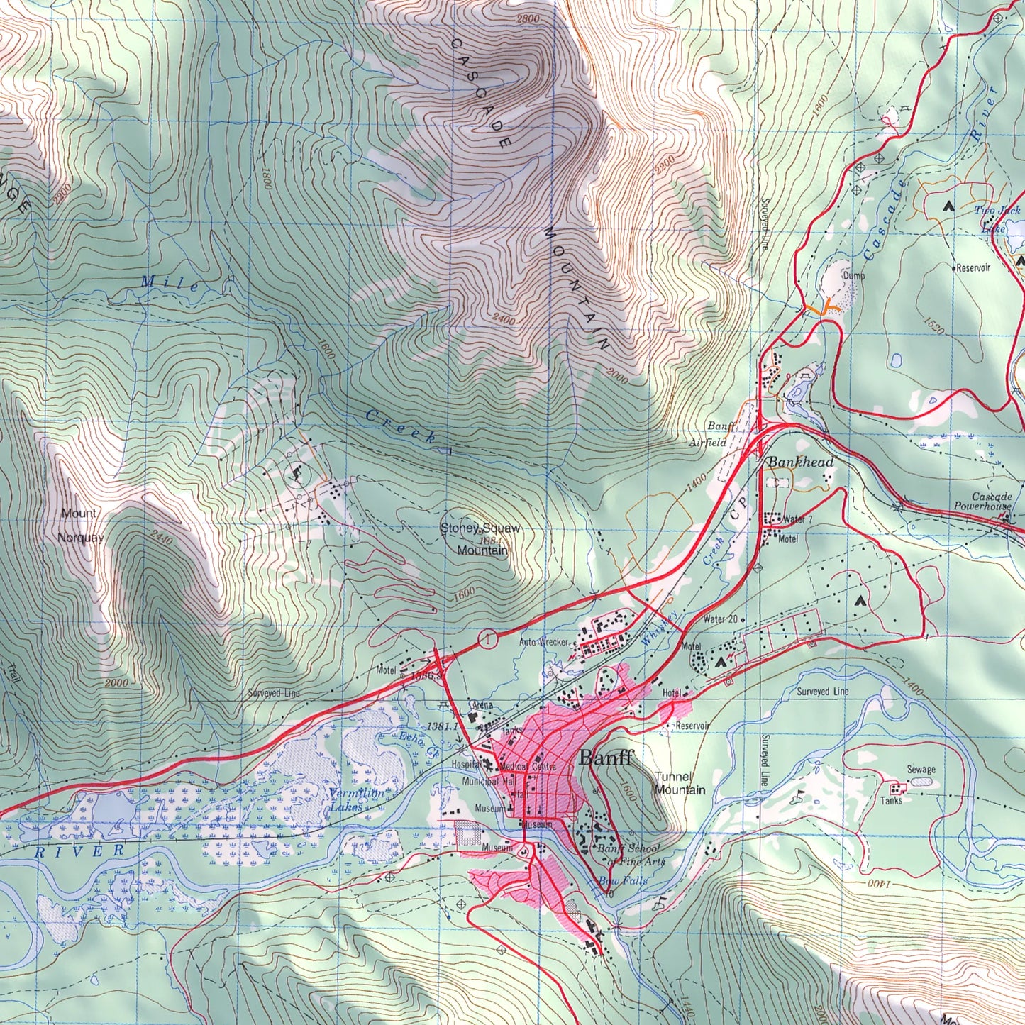 Banff, Alberta - 1996-Historical Topographic-Wall Map-ModernCarto
