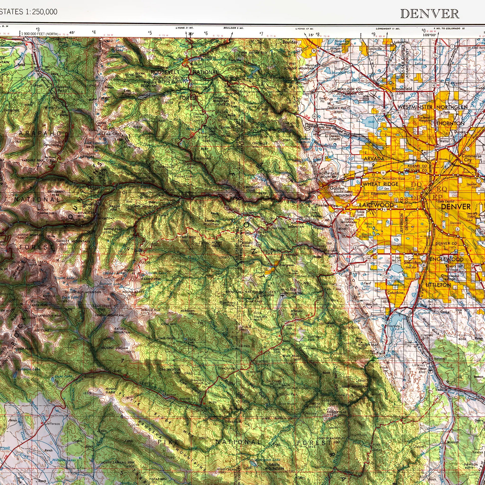 Denver, Colorado - 1953-Historical Topographic-Wall Map-ModernCarto