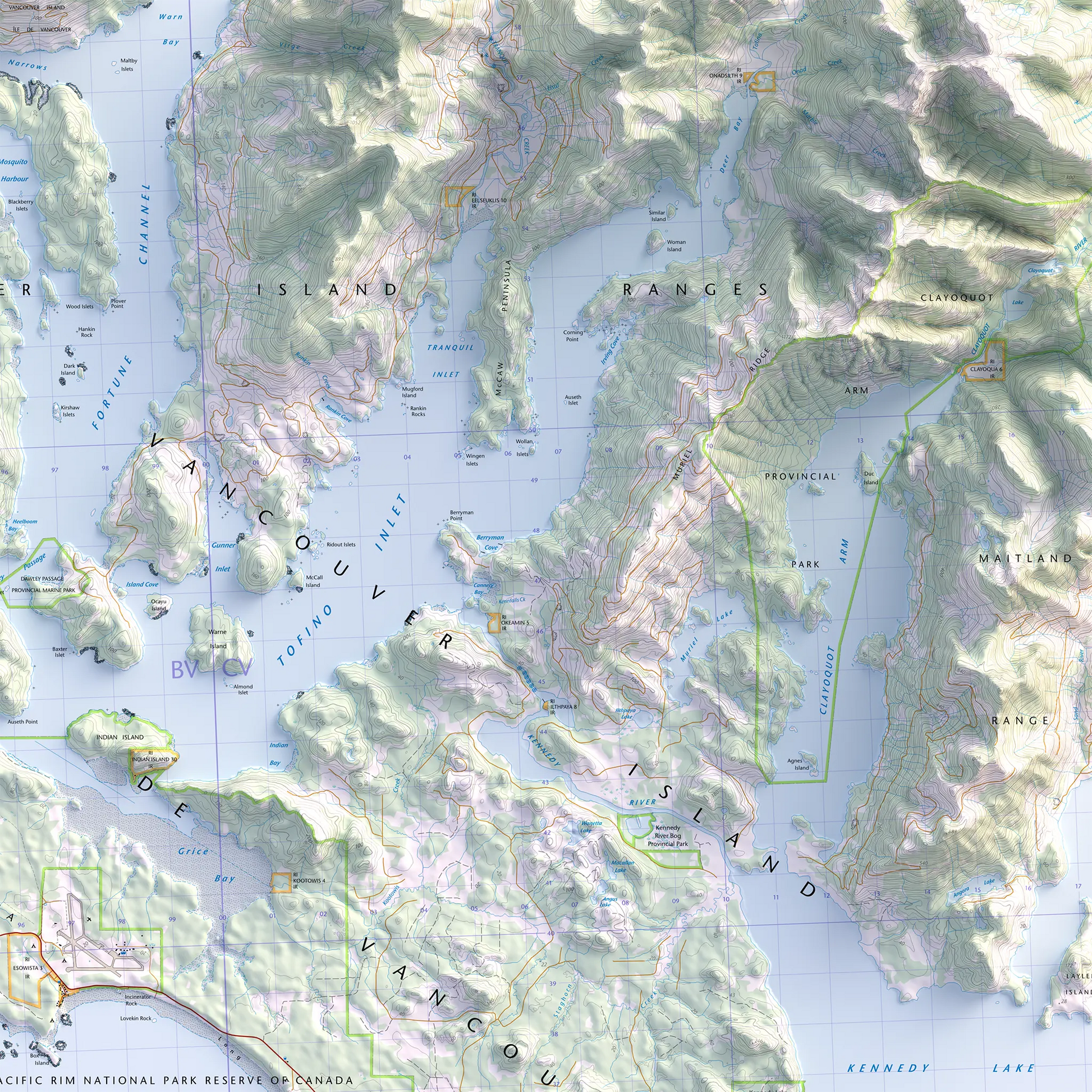 Tofino, British Columbia-Modern Topographic-Wall Map-ModernCarto
