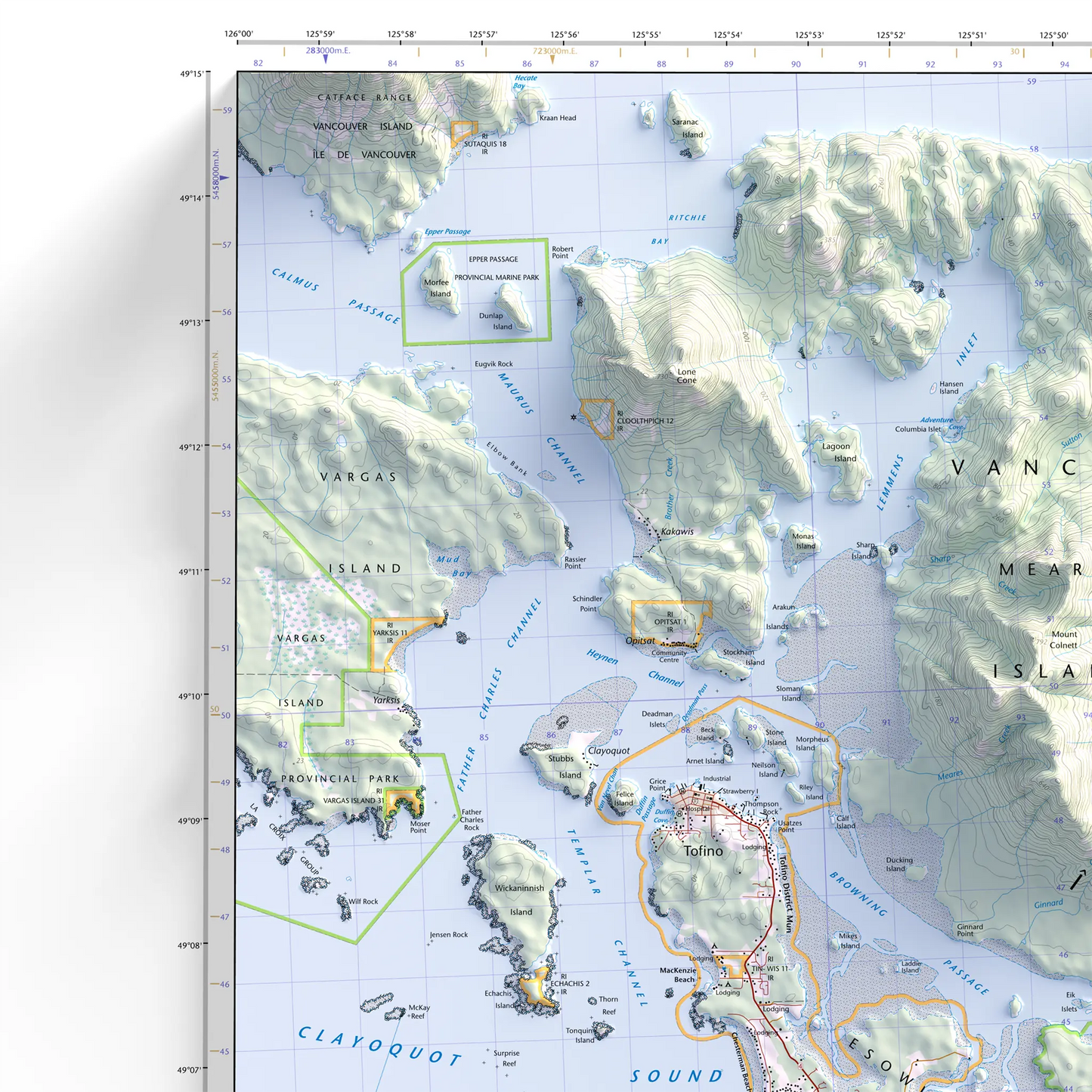 Tofino, British Columbia-Modern Topographic-Wall Map-ModernCarto