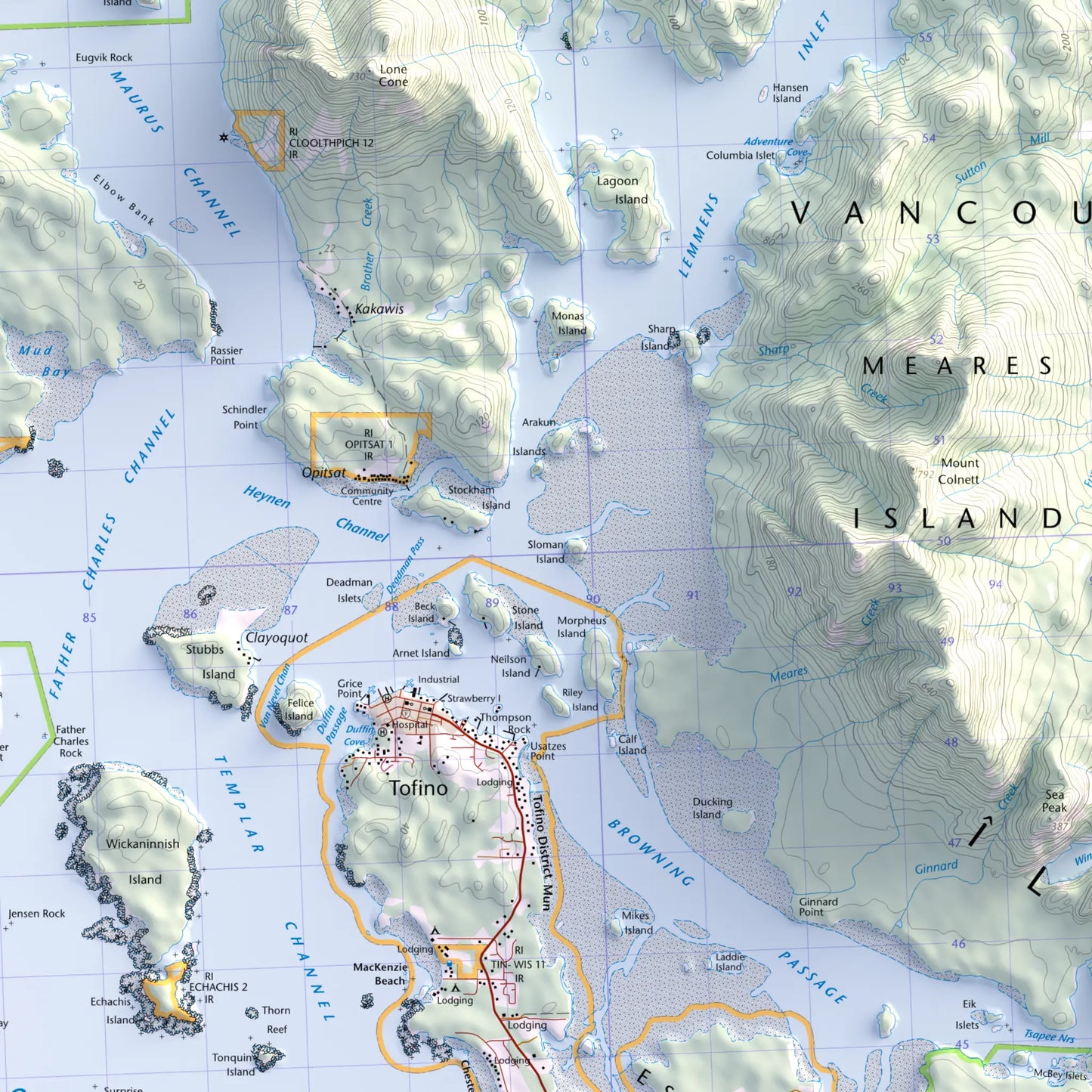 Tofino, British Columbia-Modern Topographic-Wall Map-ModernCarto