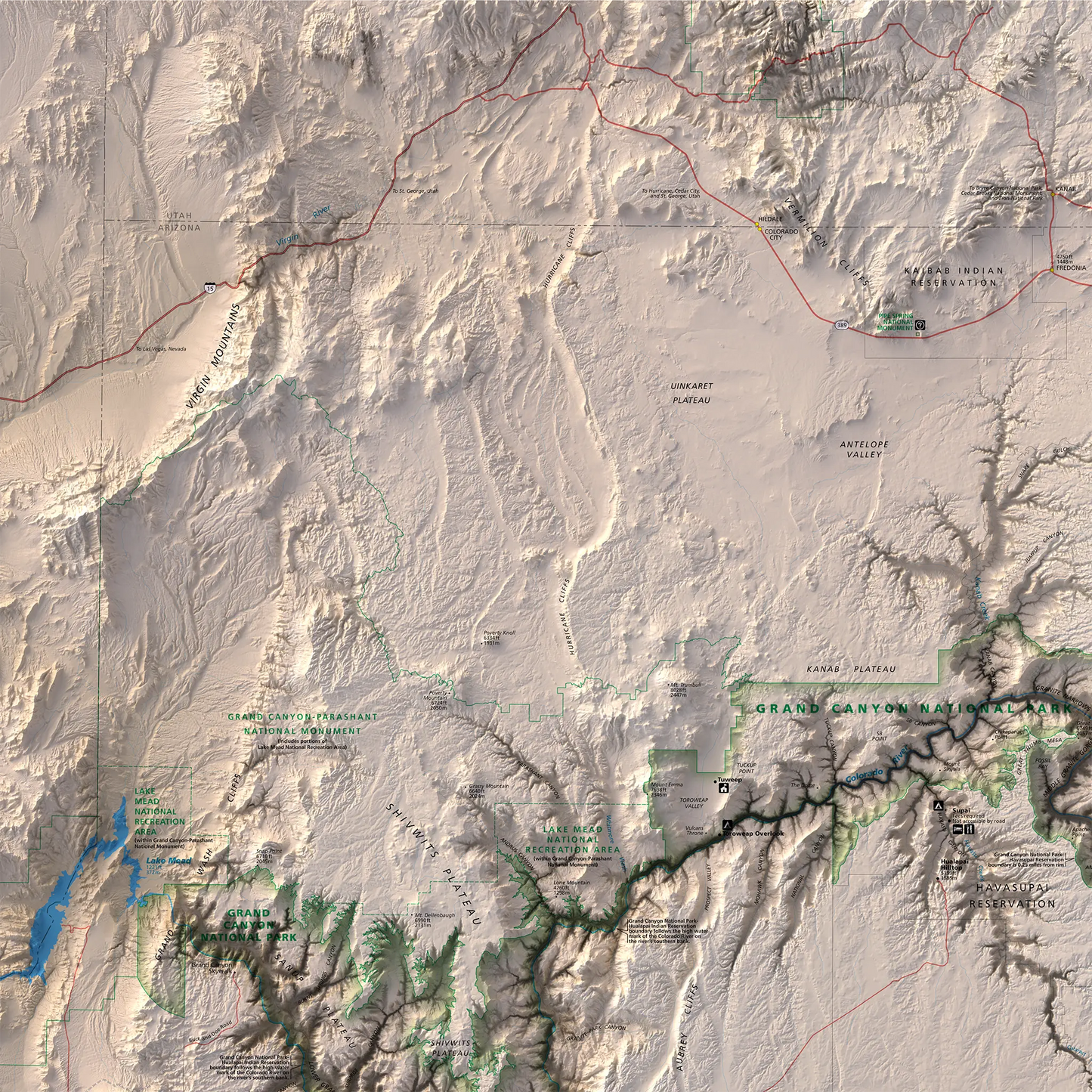 Grand Canyon National Park-Modern Topographic-Wall Map-ModernCarto