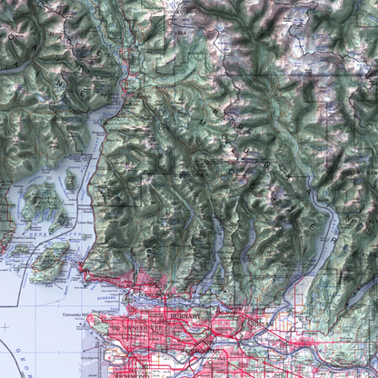 Vancouver, British Columbia - 1995-Historical Topographic-Wall Map-ModernCarto