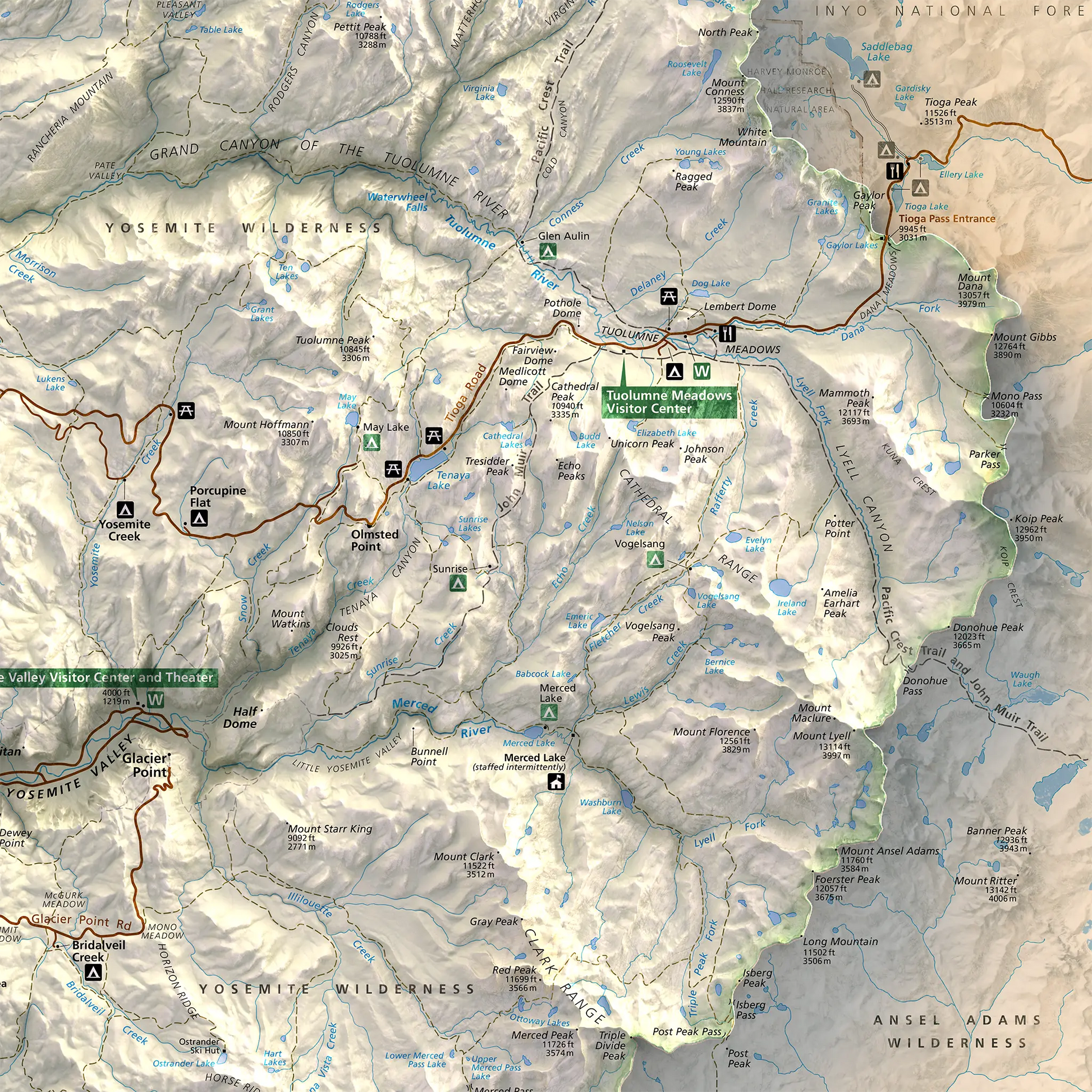 Yosemite National Park-Modern Topographic-Wall Map-ModernCarto