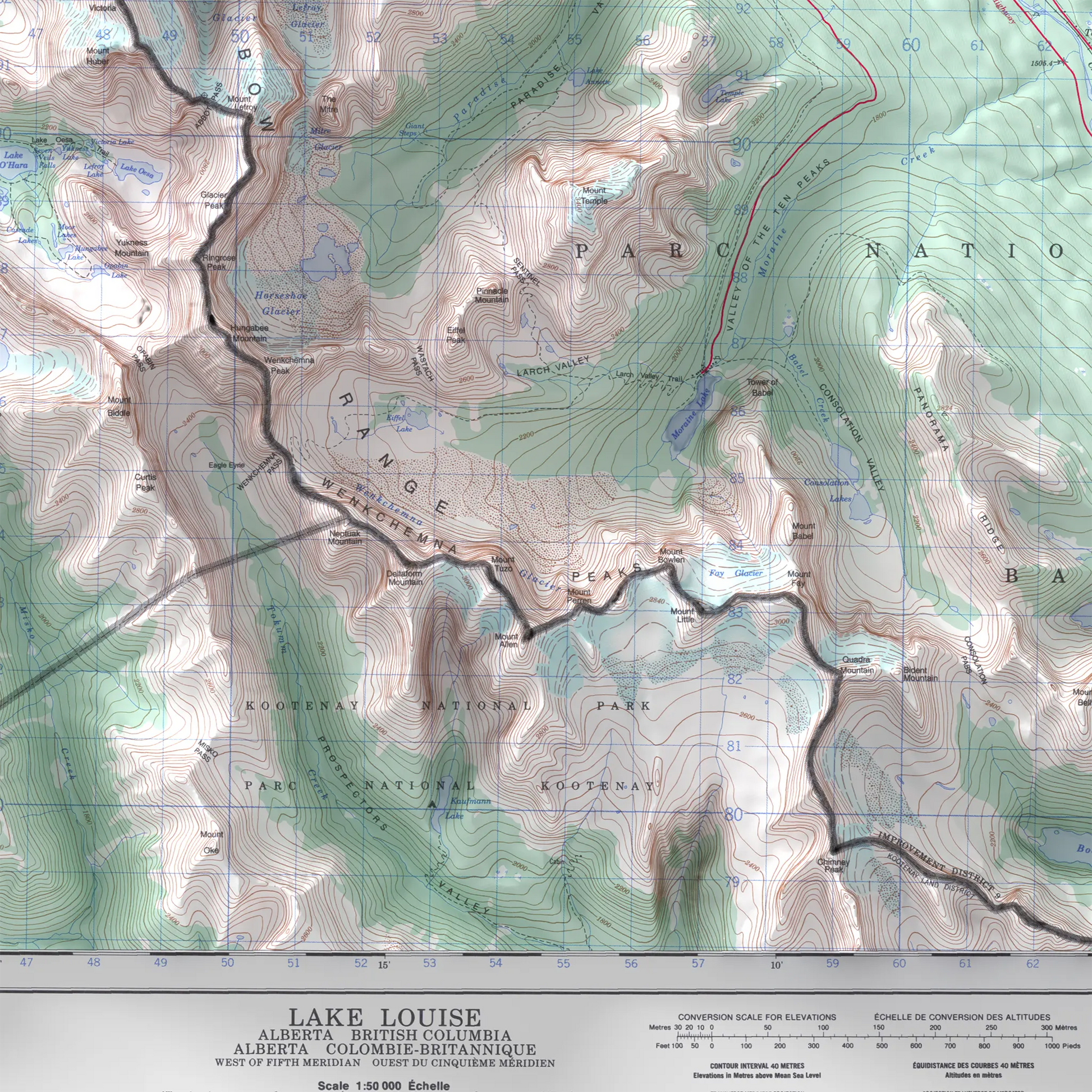 Lake Louise, Alberta - 1996-Historical Topographic-Wall Map-ModernCarto