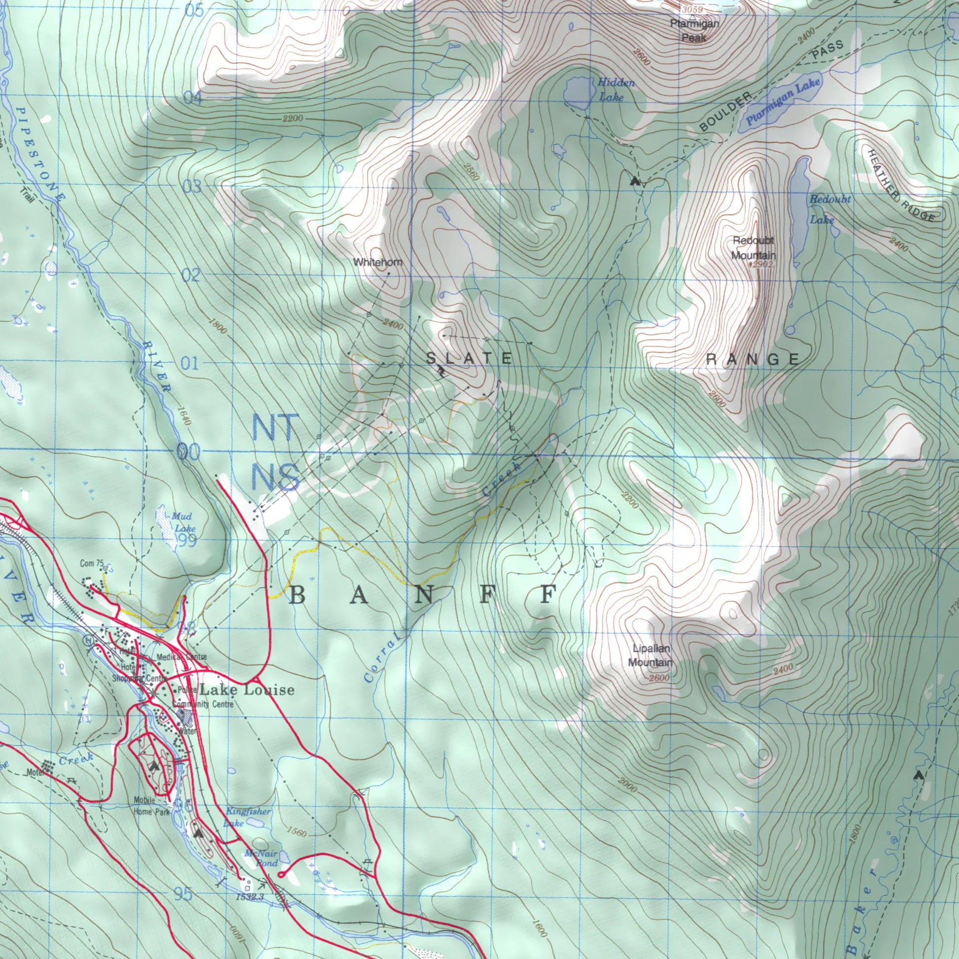 Lake Louise, Alberta - 1996-Historical Topographic-Wall Map-ModernCarto