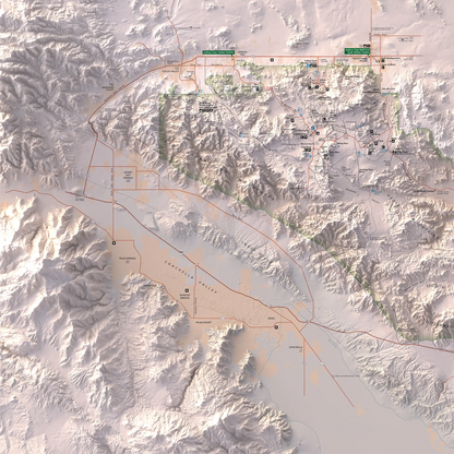 Joshua Tree National Park-Modern Topographic-Wall Map-ModernCarto