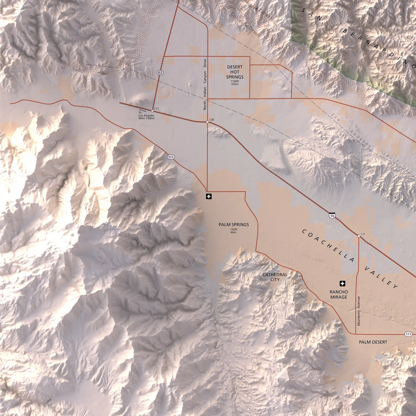 Joshua Tree National Park-Modern Topographic-Wall Map-ModernCarto