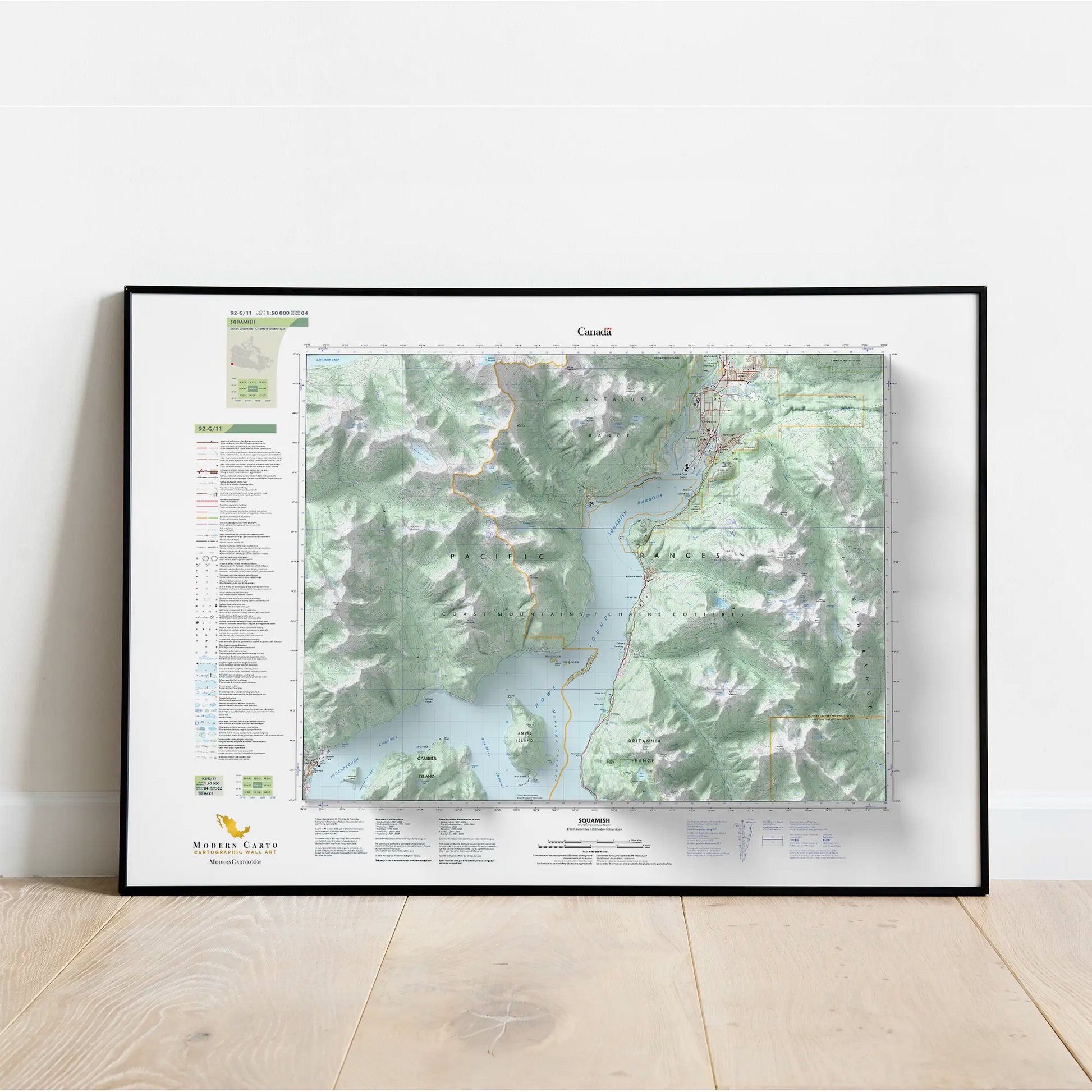 Squamish, British Columbia-Modern Topographic-Wall Map-ModernCarto