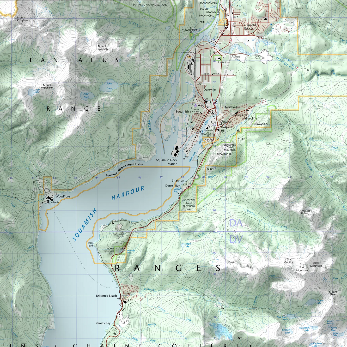 Squamish, British Columbia-Modern Topographic-Wall Map-ModernCarto