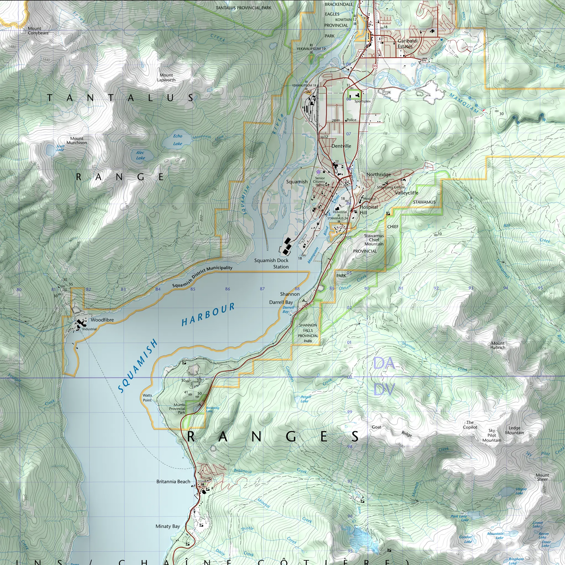 Squamish, British Columbia-Modern Topographic-Wall Map-ModernCarto