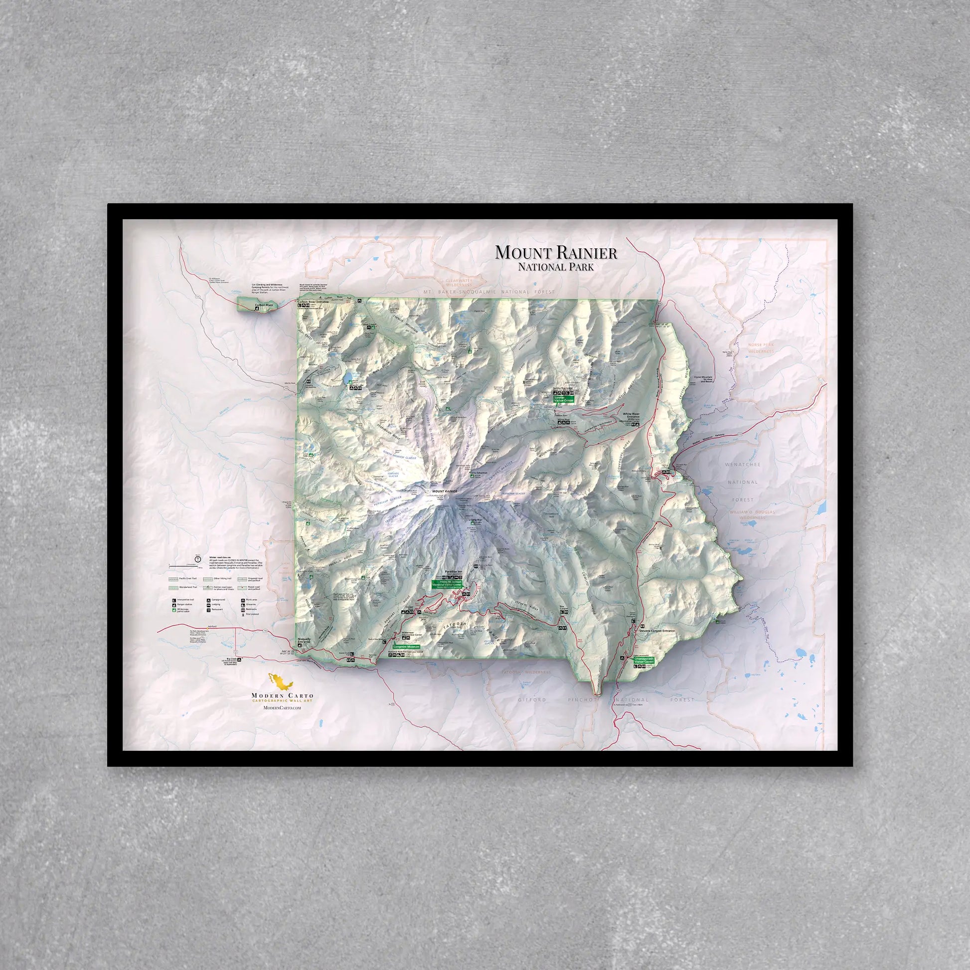 Mount Rainier National Park-Modern Topographic-Wall Map-ModernCarto