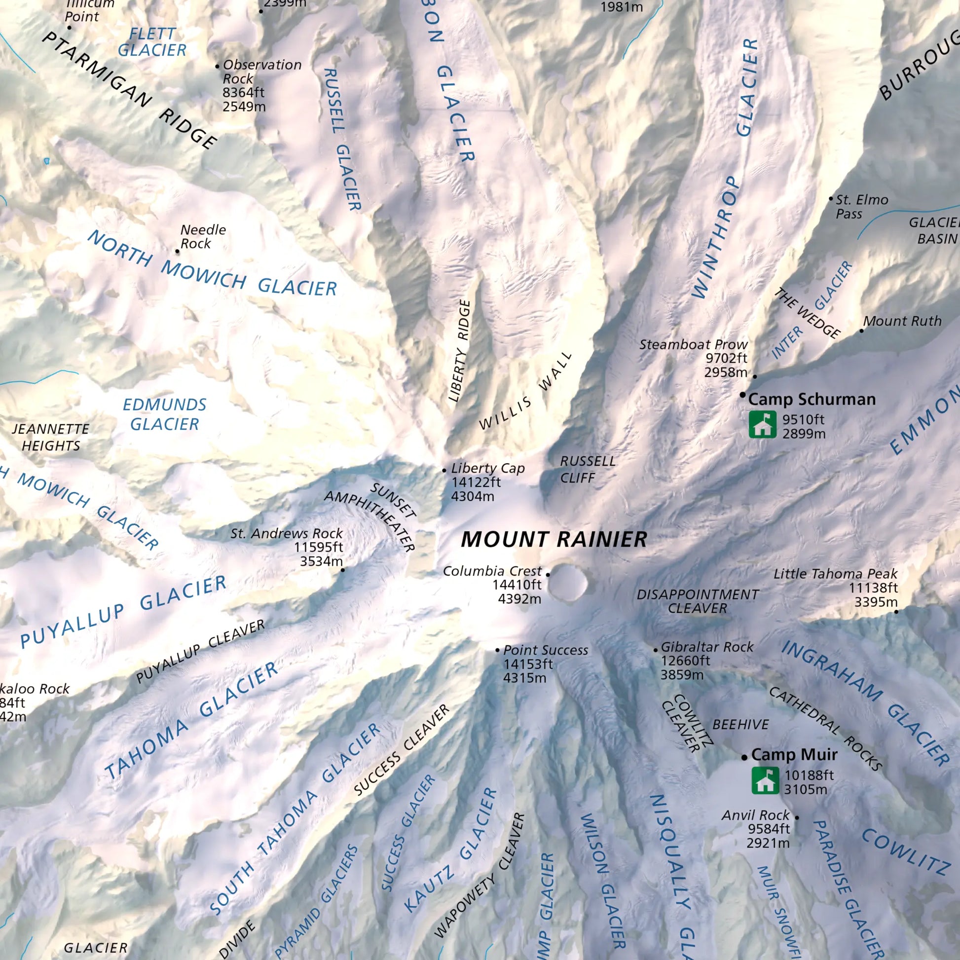 Mount Rainier National Park-Modern Topographic-Wall Map-ModernCarto